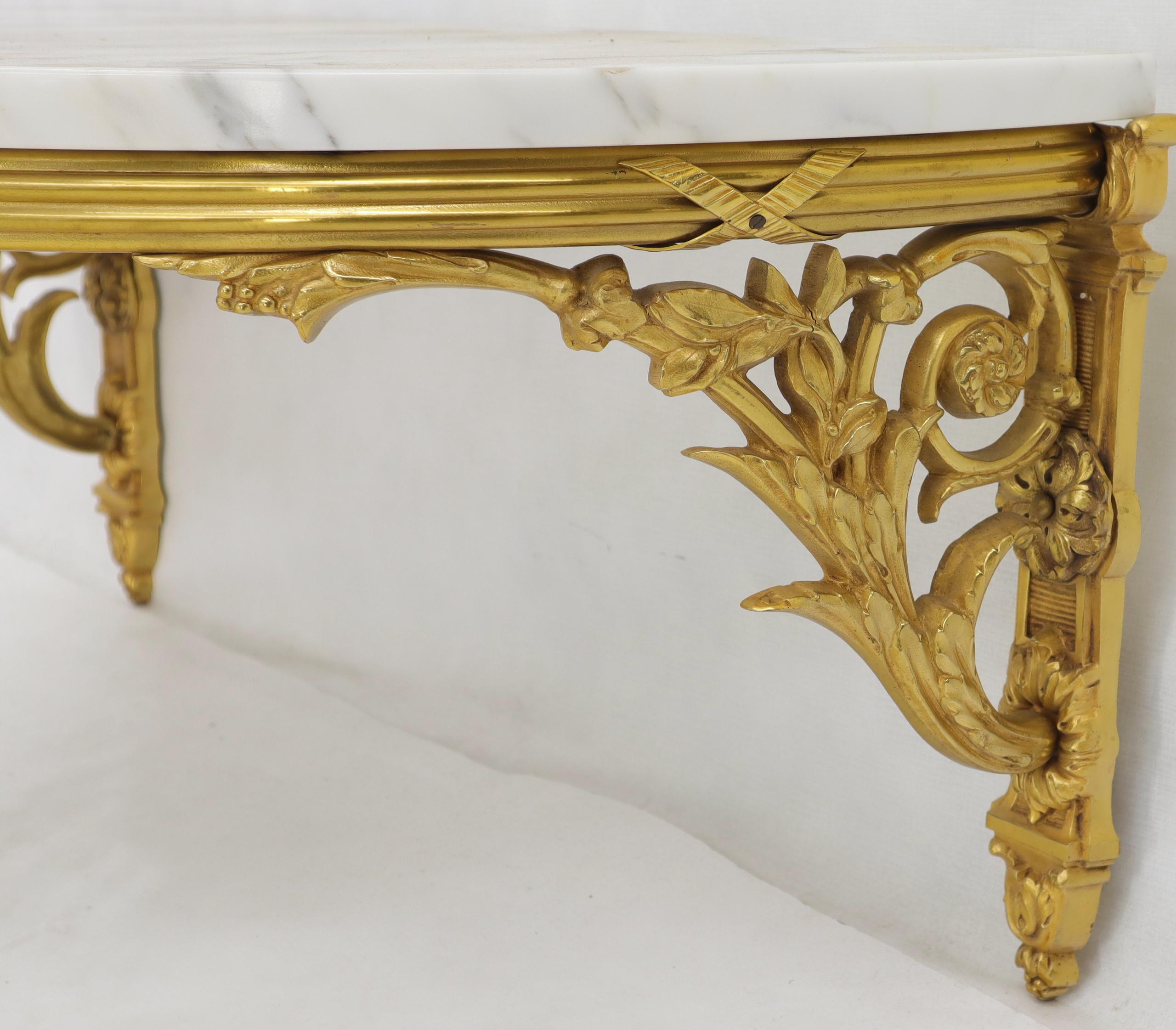 Fine Bronze Marble Top Demilune Console Table For Sale 2