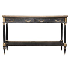 Fine Bronze Mounted Ebonized Marble Top Console Sofa Table Manner of Jansen
