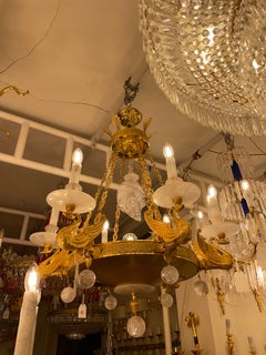 Edelbronze & Bergkristall Swan Empire Stil Kronleuchter mit 10 Lights