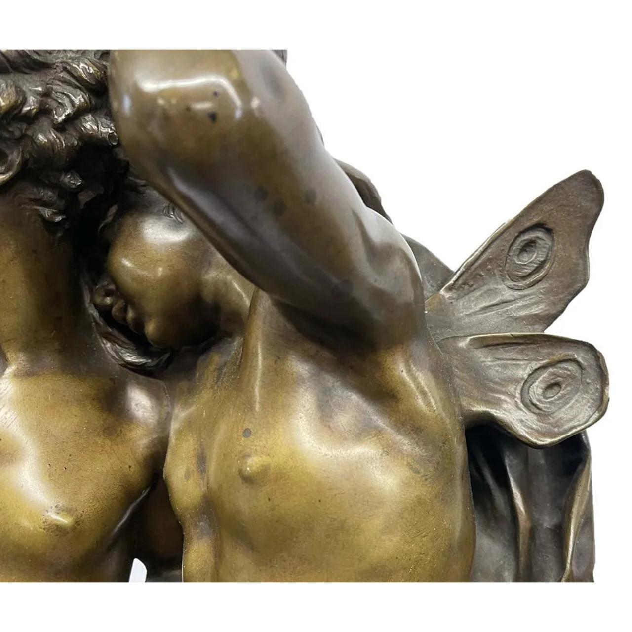 Statue en bronze raffiné « L'amour qui ne s'arrête pas » d'Adolphe Itasse d'après Bouguereau Bon état - En vente à New York, NY