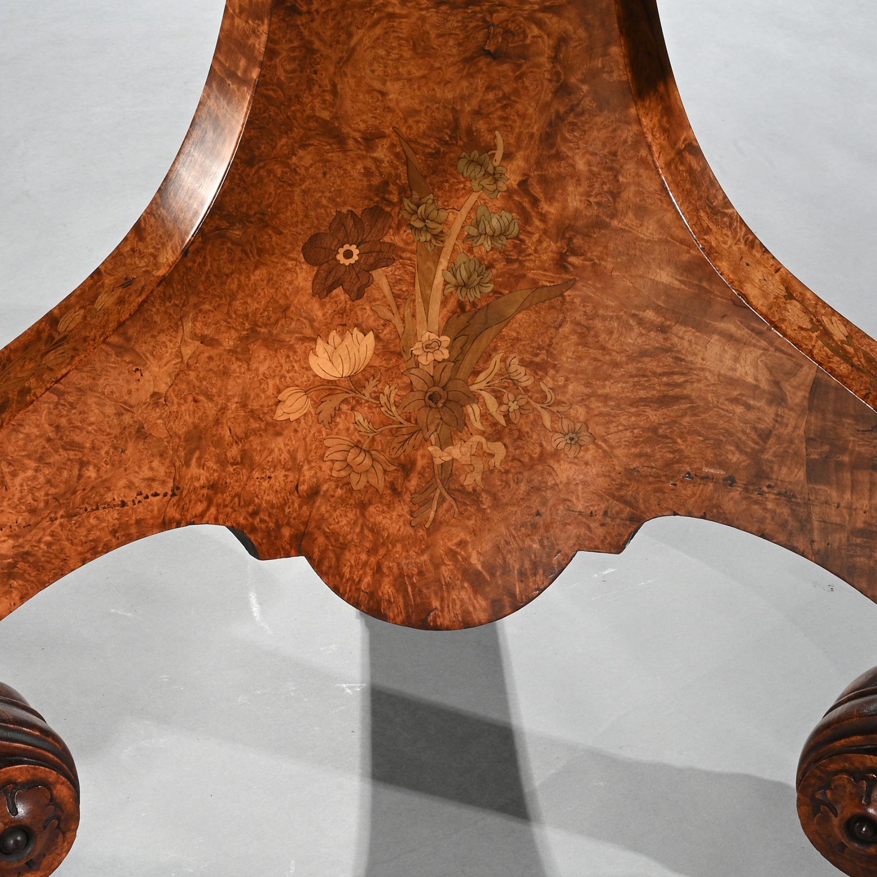 Fine Burl Amboyna and Marquetry Centre Table Attributed to George Blake and Co a For Sale 6