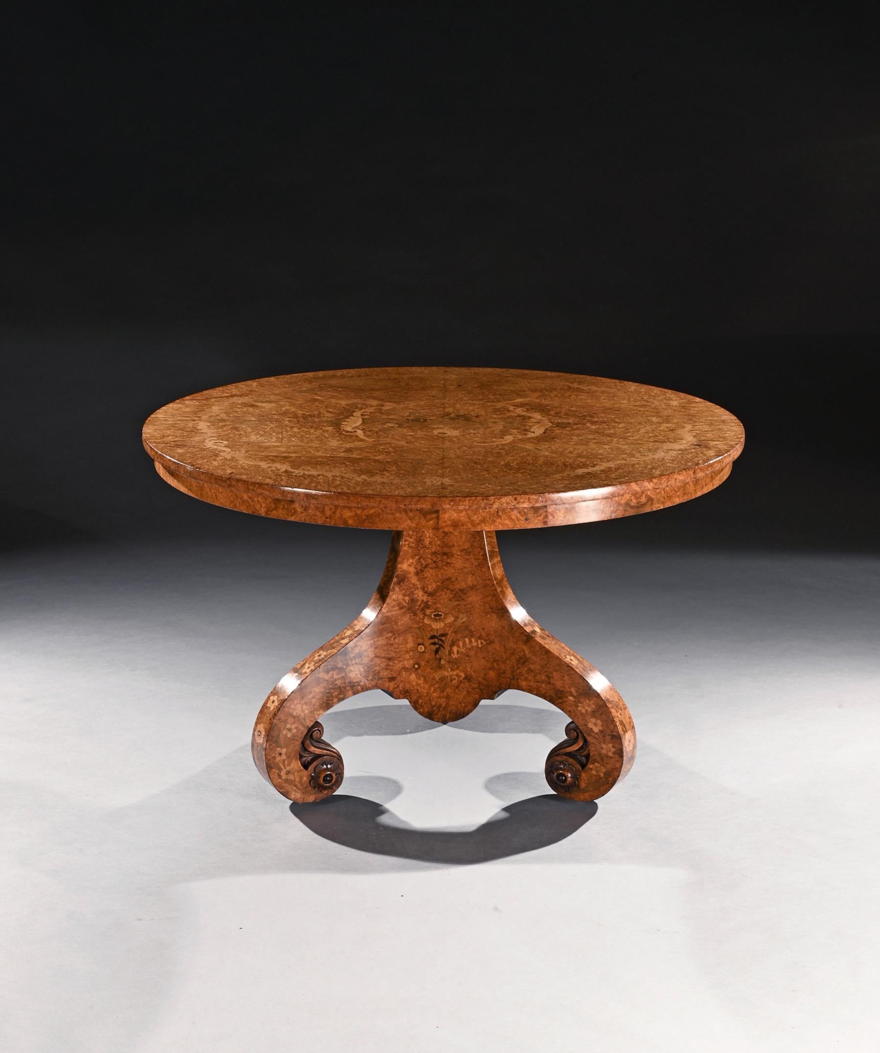 Fine Burl Amboyna and Marquetry Centre Table Attributed to George Blake and Co a For Sale 2