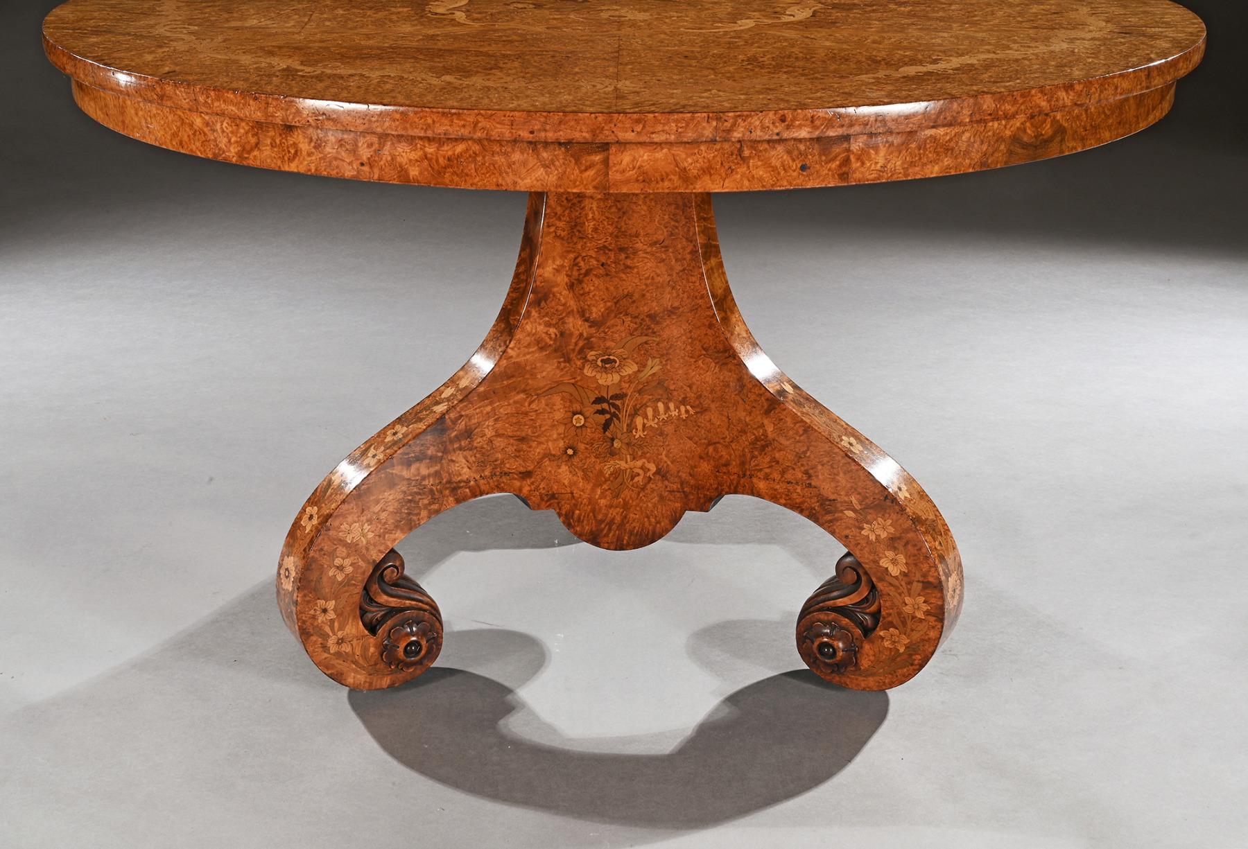 Fine Burl Amboyna and Marquetry Centre Table Attributed to George Blake and Co a For Sale 3