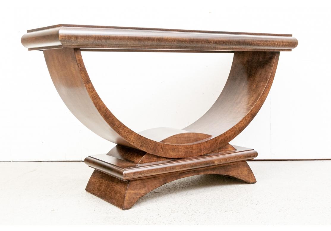 Fine Burl Banded Art Deco Style Console Table For Sale 4