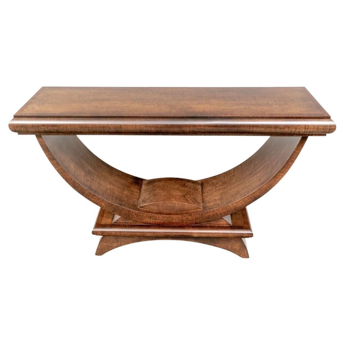 Fine Burl Banded Art Deco Style Console Table