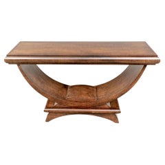 Fine Burl Banded Art Deco Style Console Table
