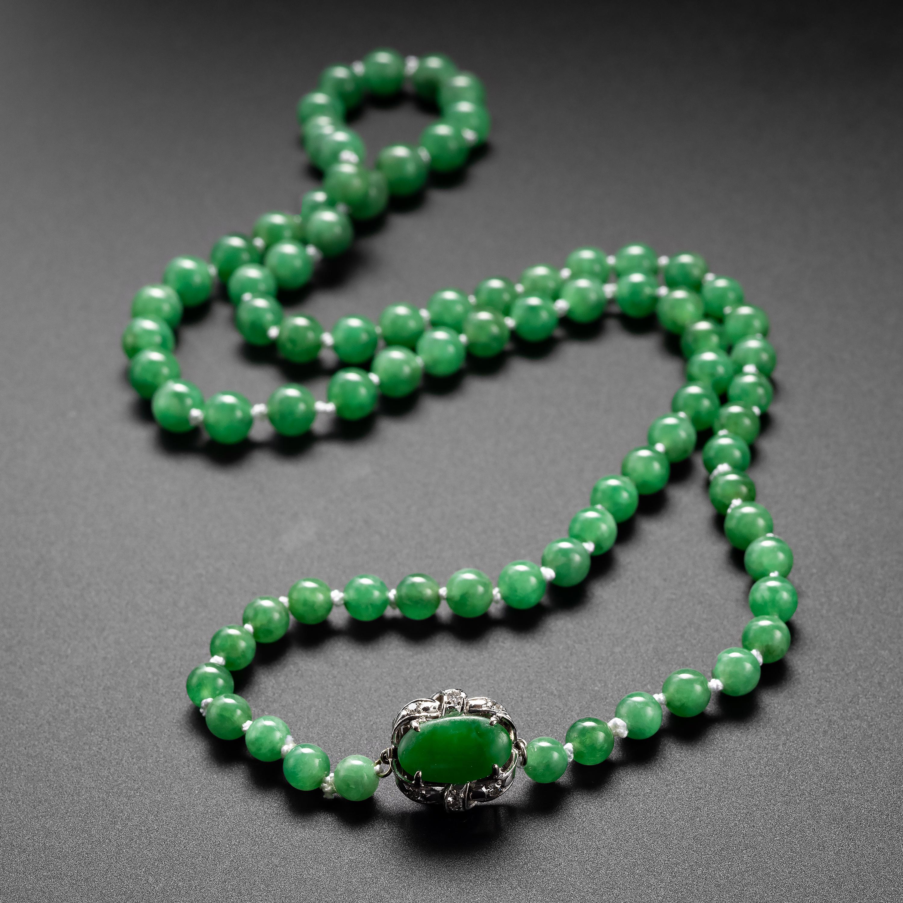 Artisan Fine Burmese Jadeite Jade Necklace Certified Untreated