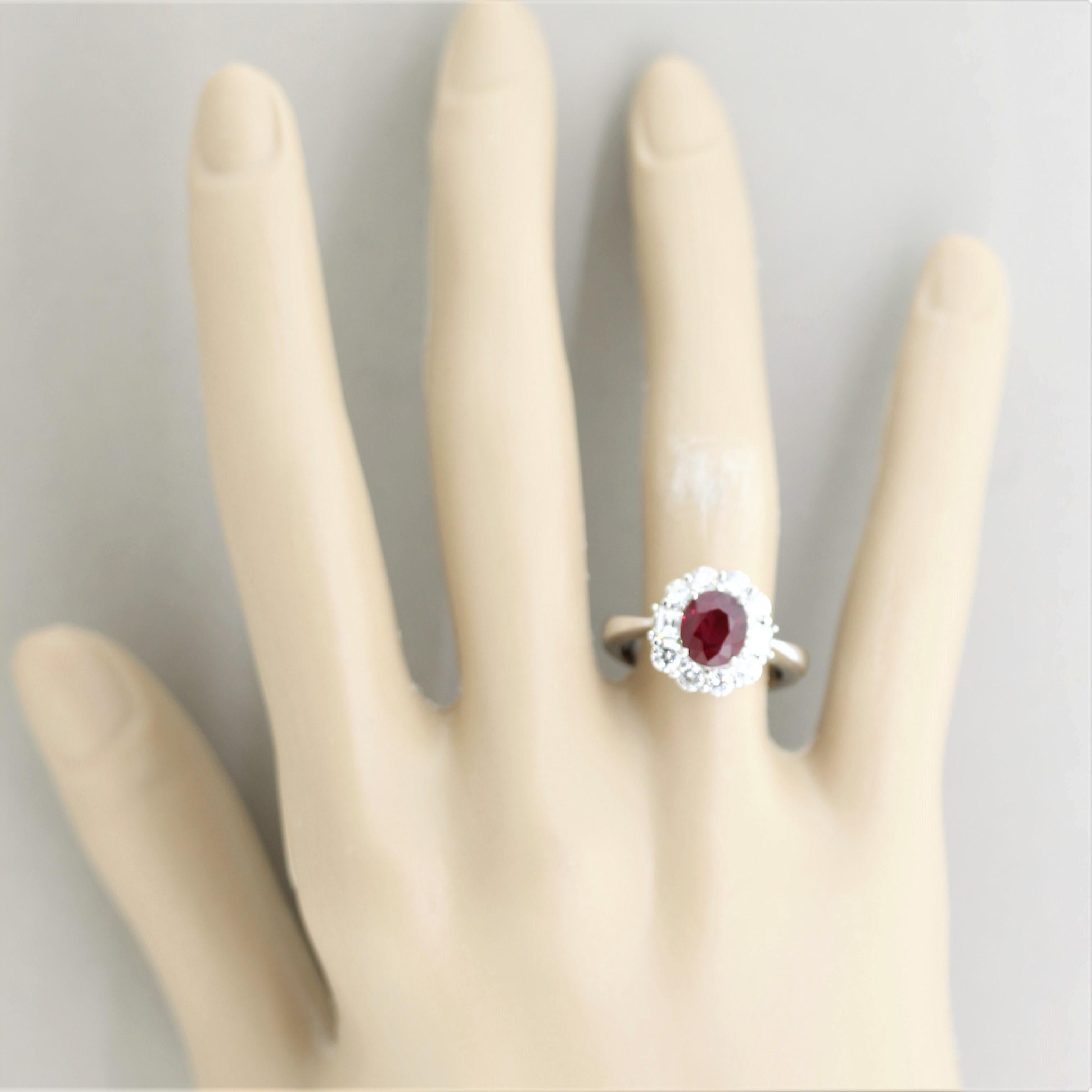 Fine Burmese Ruby Diamond Platinum Ring, GIA Certified For Sale 5