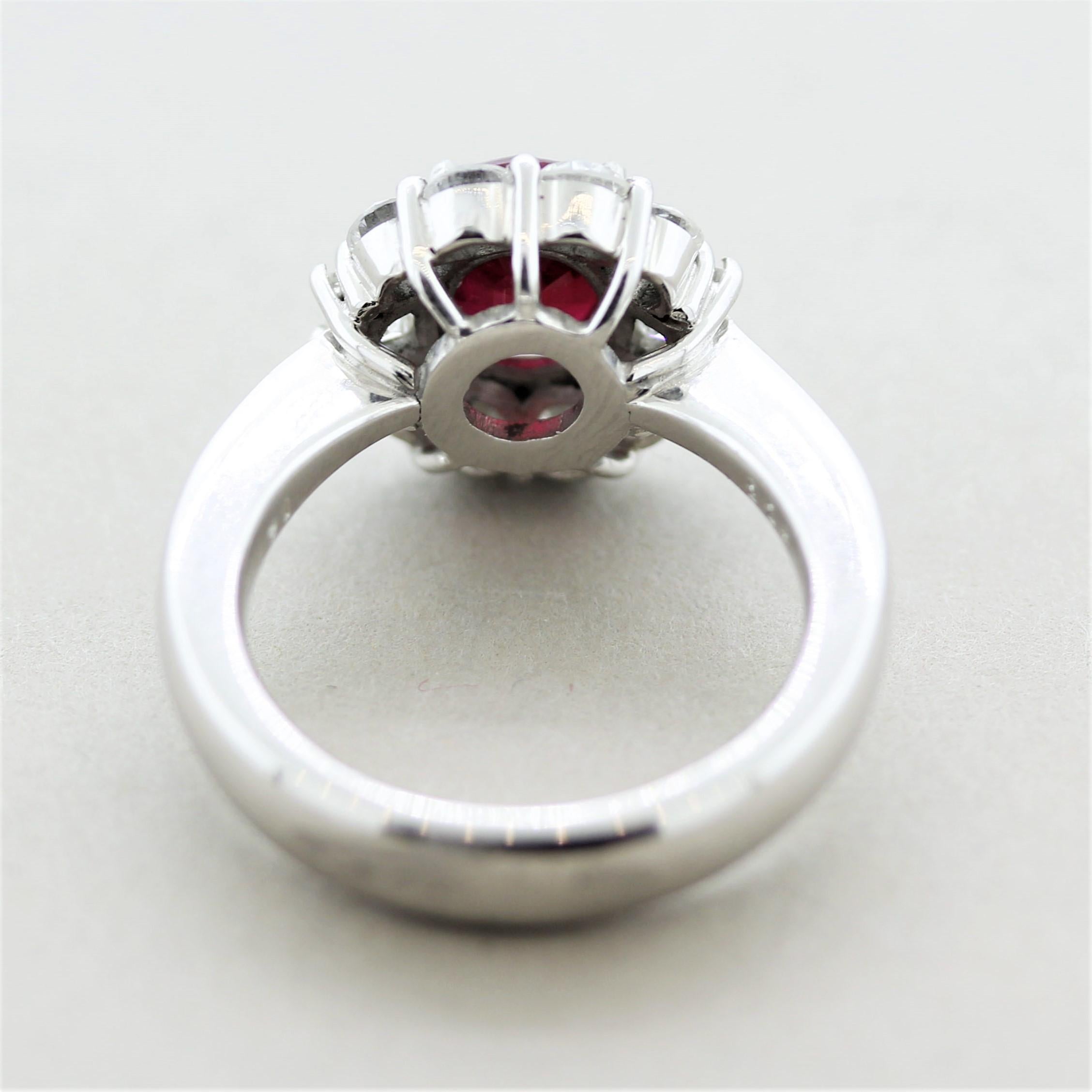 Fine Burmese Ruby Diamond Platinum Ring, GIA Certified For Sale 1