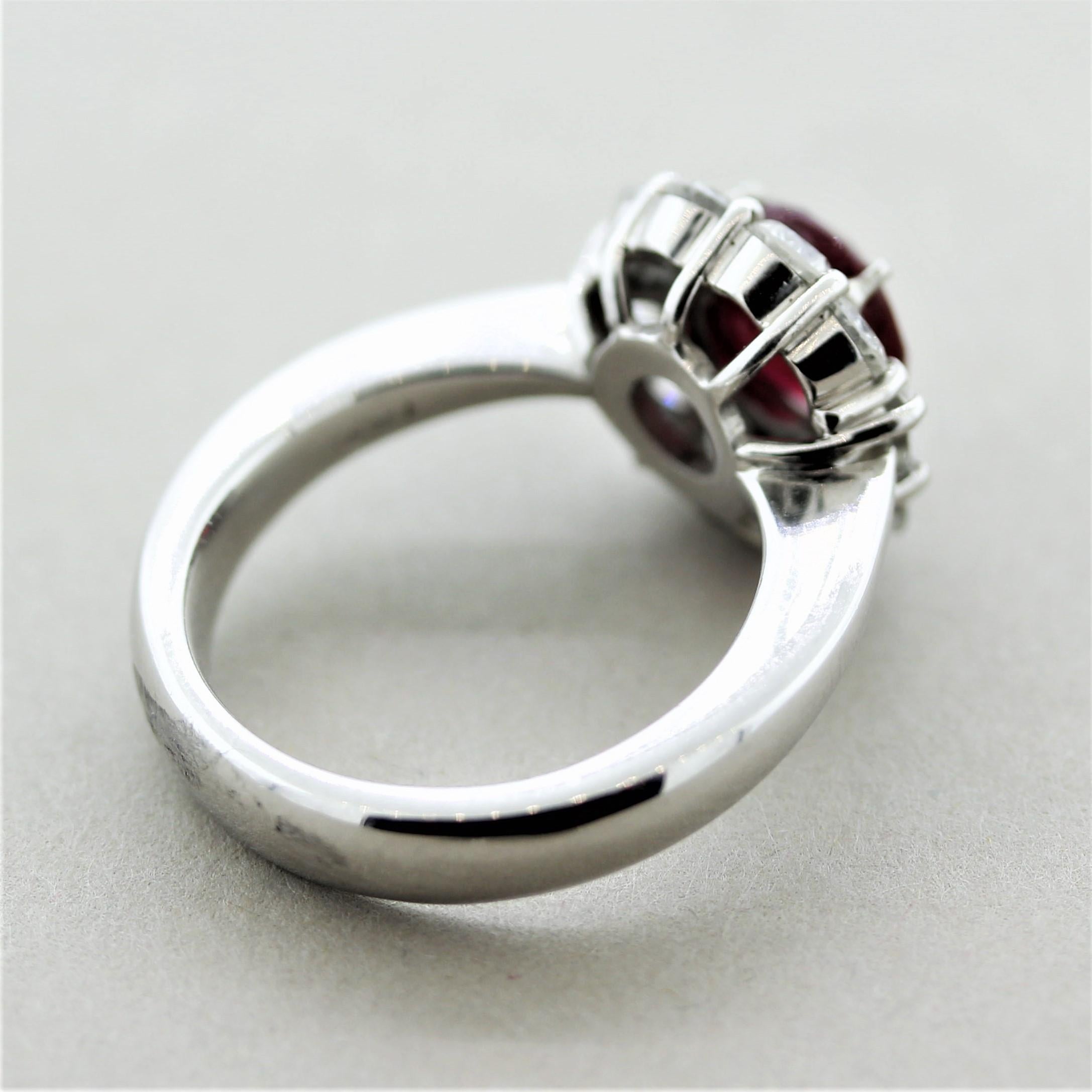 Fine Burmese Ruby Diamond Platinum Ring, GIA Certified For Sale 2