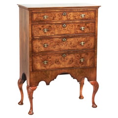 Antique Fine Burr Walnut Georgian  Revival 4 drawer chest circa 1920s