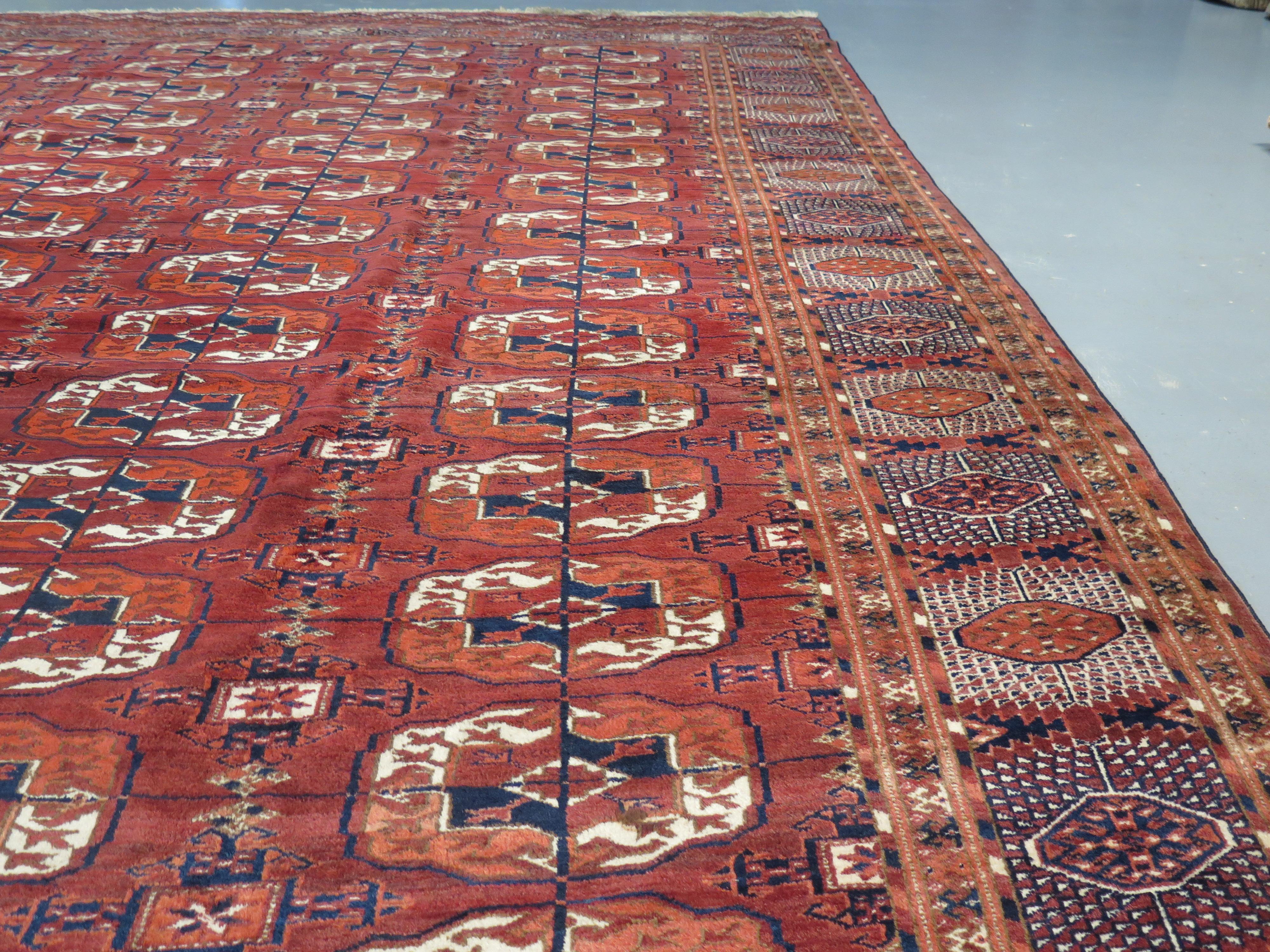 Vegetable Dyed Fine c. 1900 Tekke Main Carpet, Turkmenistan For Sale