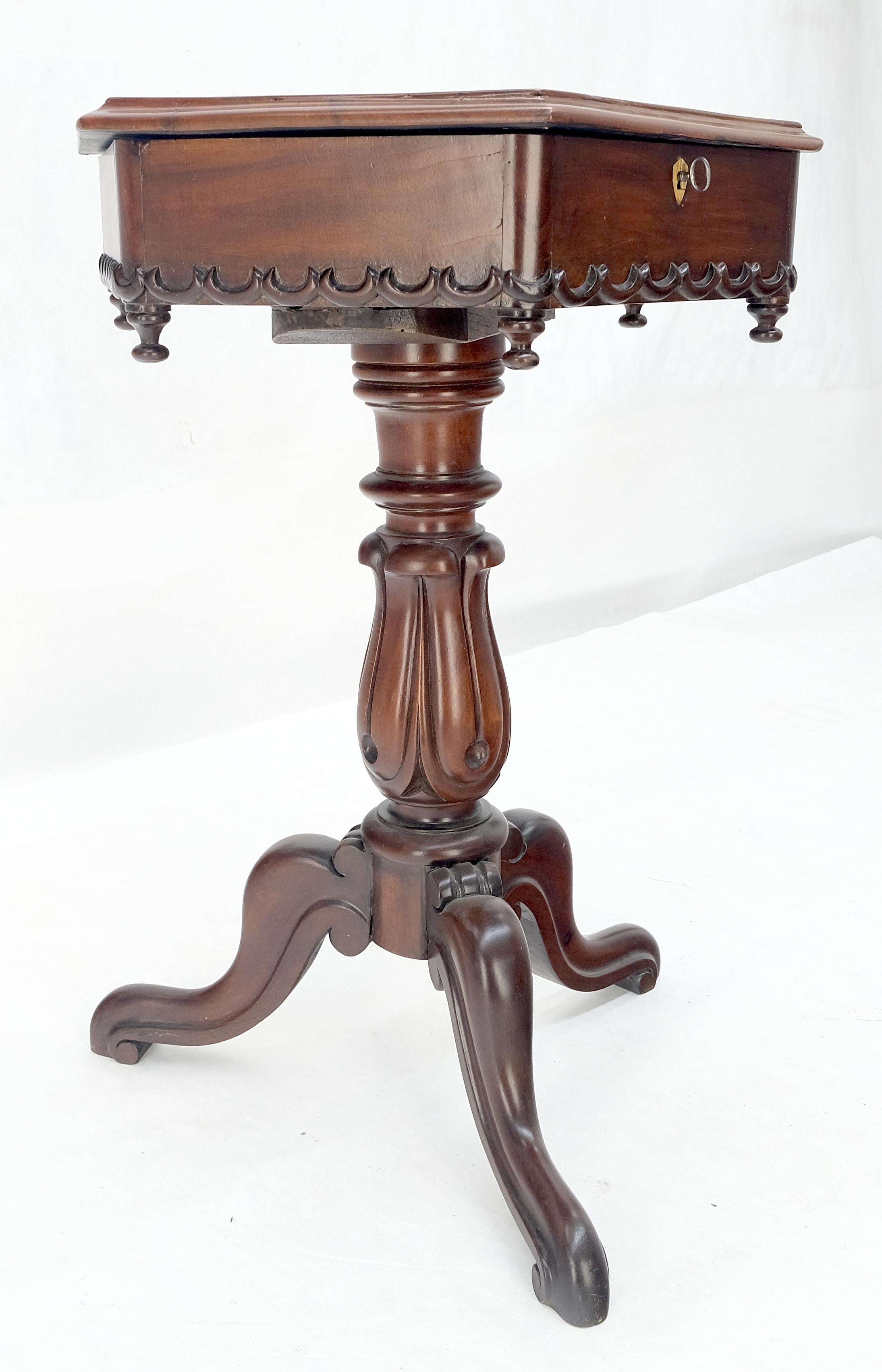 Fine c19th Century Hexagon Shape Lift Top Game Chess Board Lamp Occasional Table For Sale 6