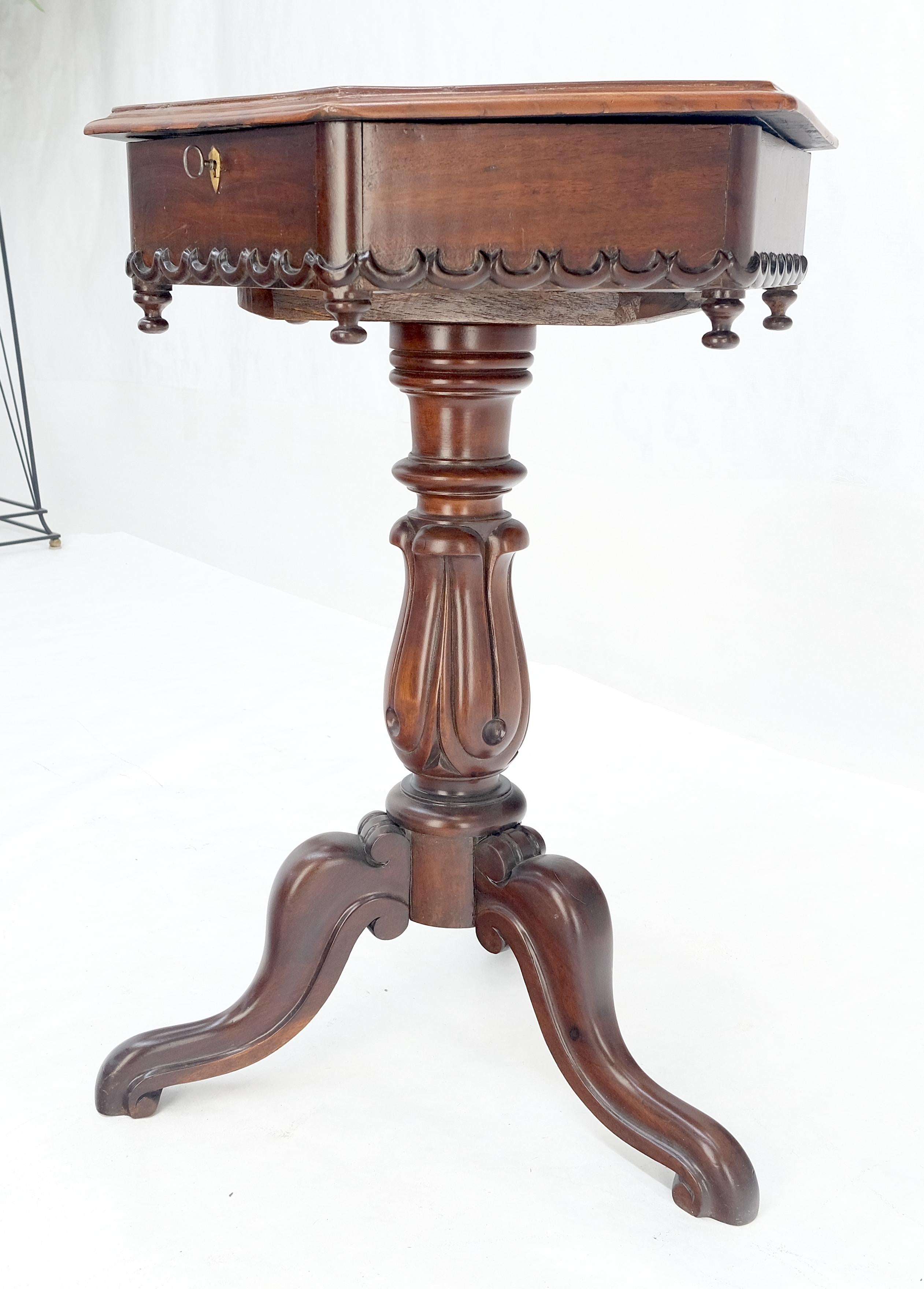 Fine c19th Century Hexagon Shape Lift Top Game Chess Board Lamp Occasional Table For Sale 3