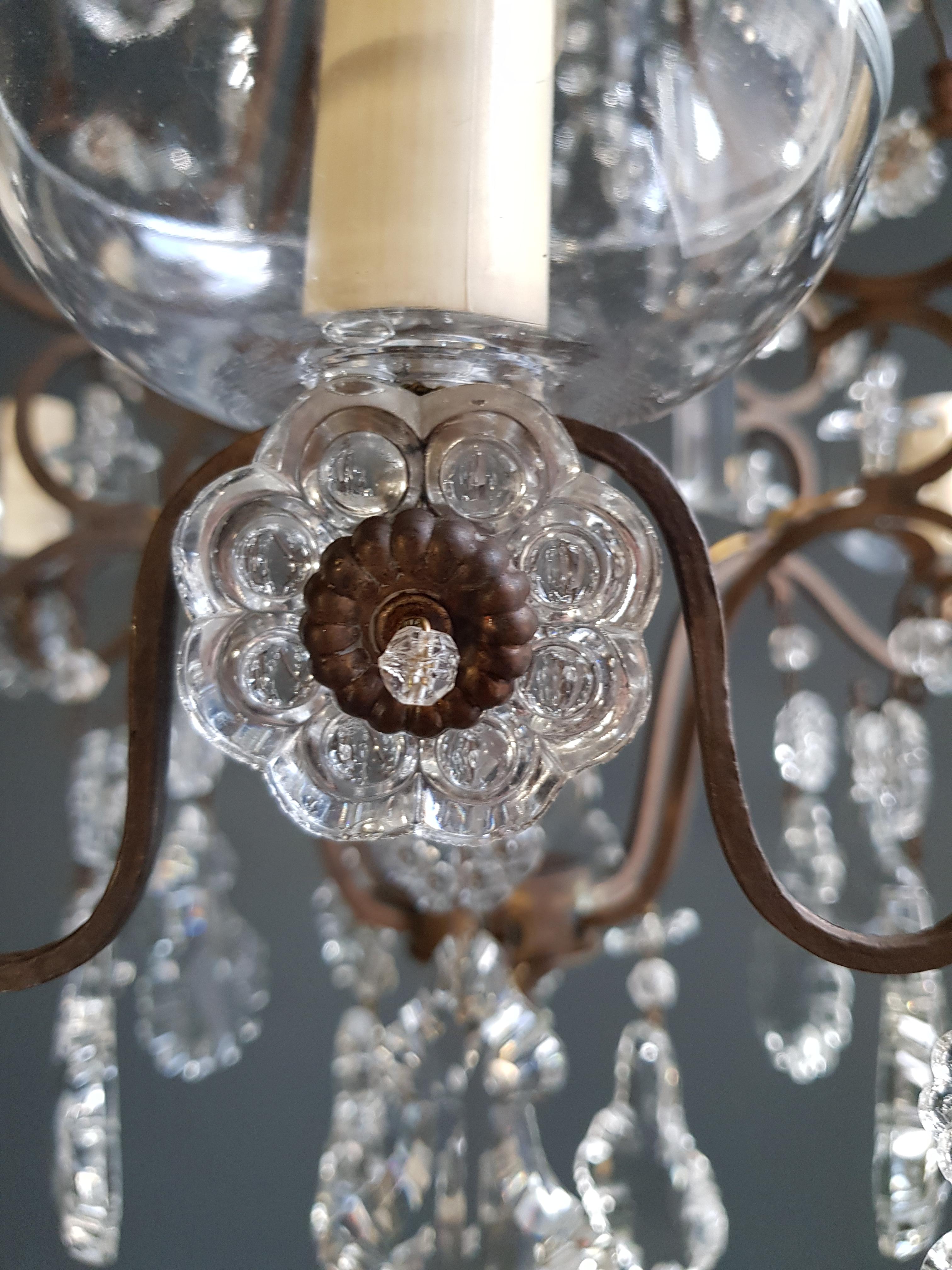 European Fine Cage Crystal Chandelier Antique Ceiling Lamp Lustre Art Deco Pendant Light For Sale