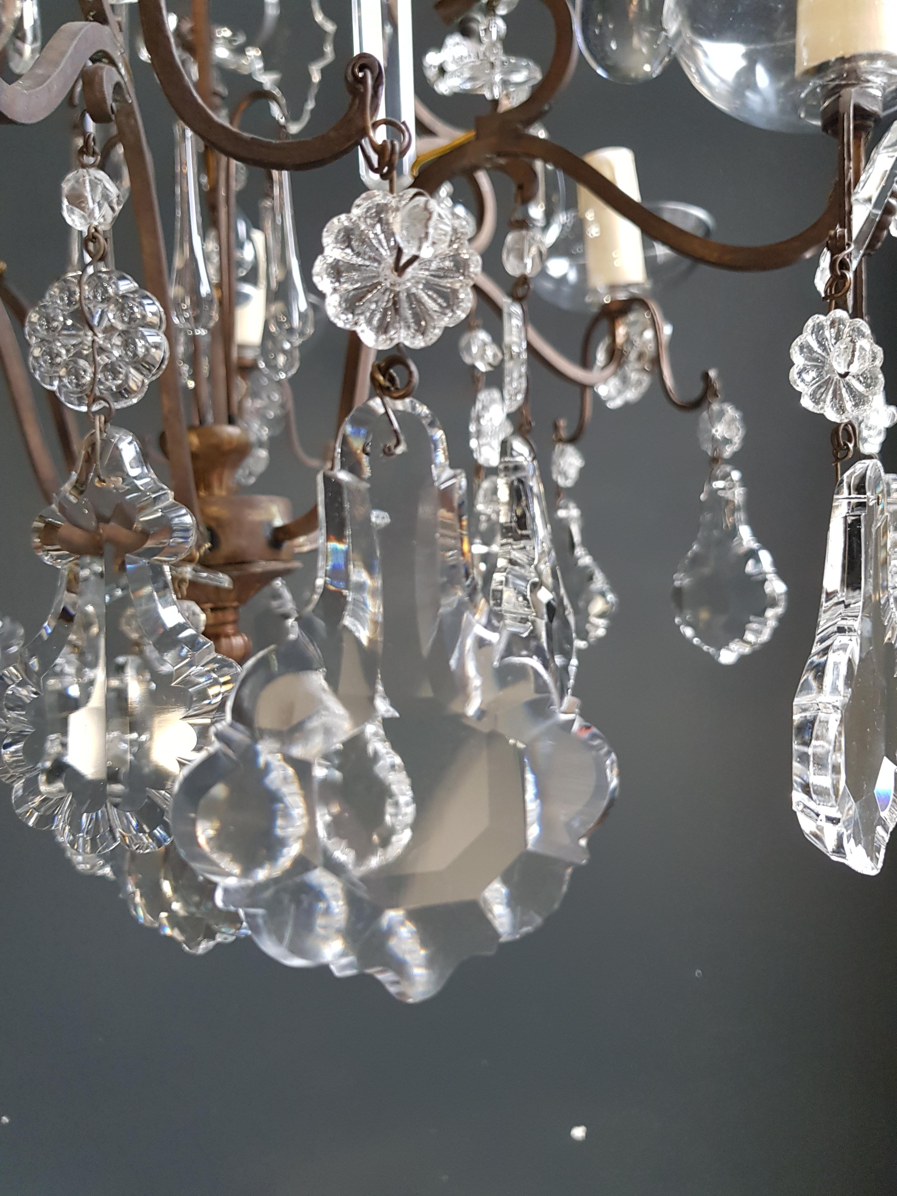 Hand-Knotted Fine Cage Crystal Chandelier Antique Ceiling Lamp Lustre Art Deco Pendant Light For Sale