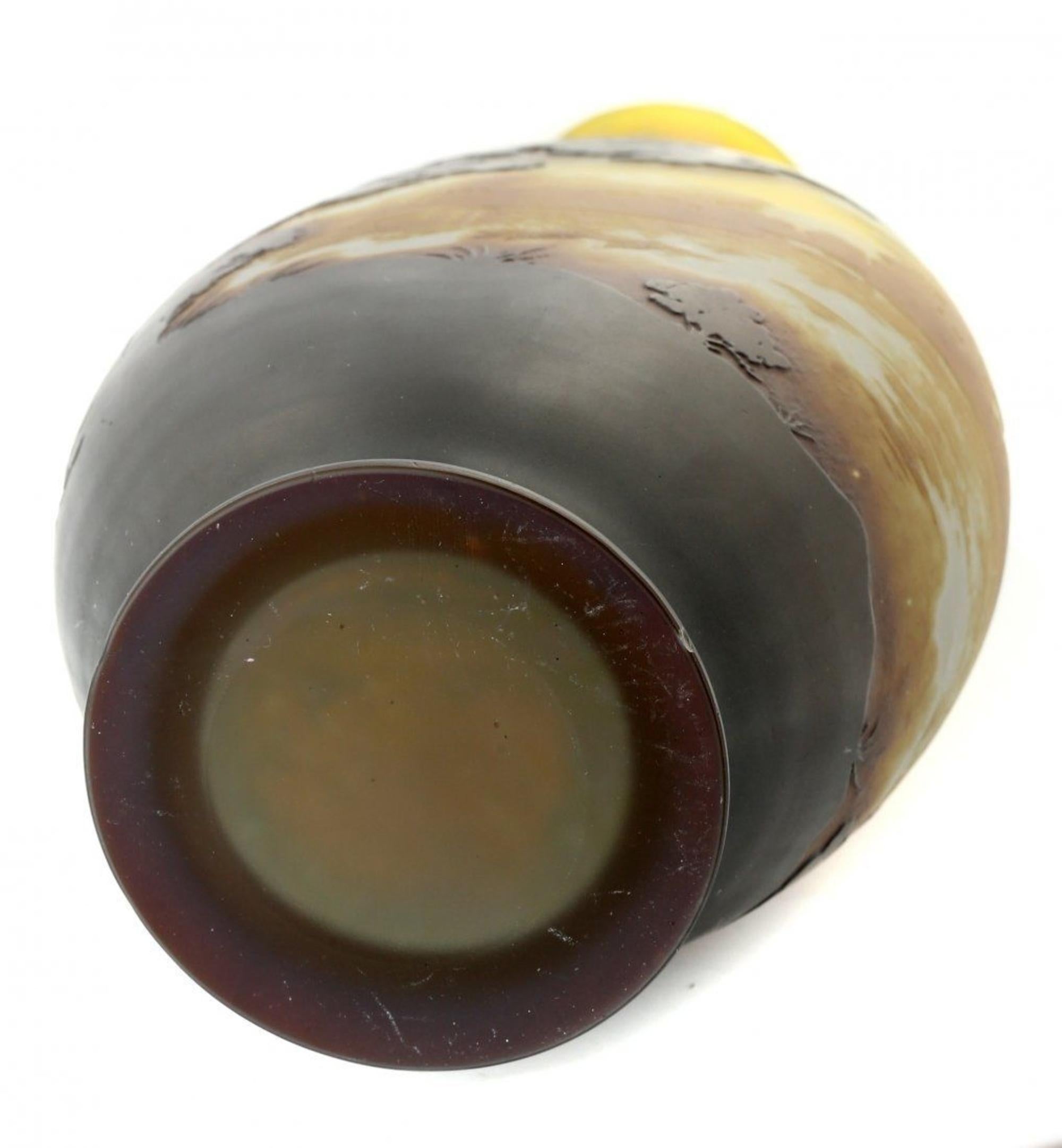 Early 20th Century Fine Cameo Glass Vase by Emile Gallé, Signed For Sale
