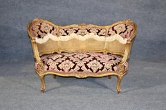 Fine Cane French Louis XV Gilded Settee Canape circa 1900