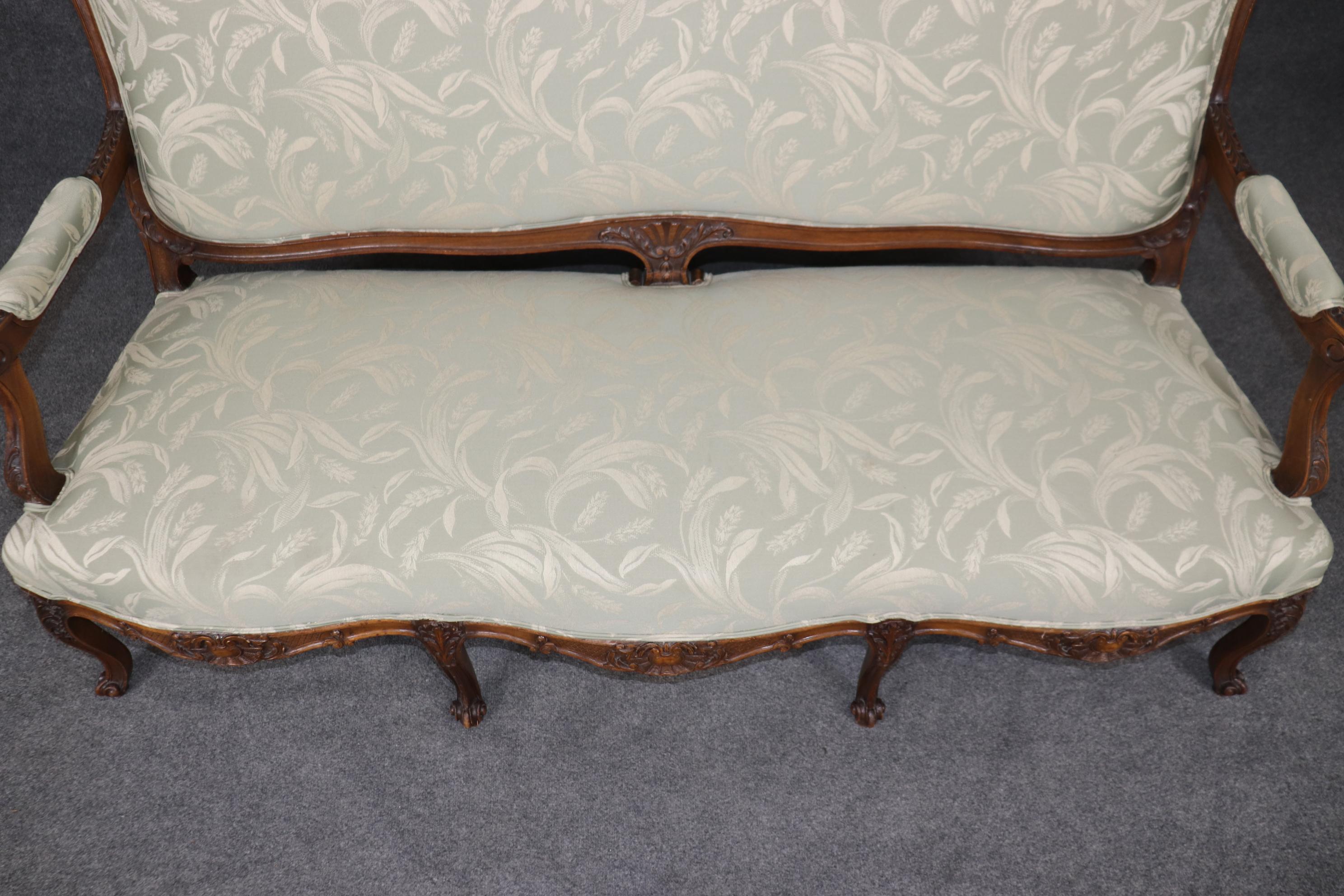 Fine Carved 19th Century Walnut French Louis XV Upholstered Settee Circa 1890s 7