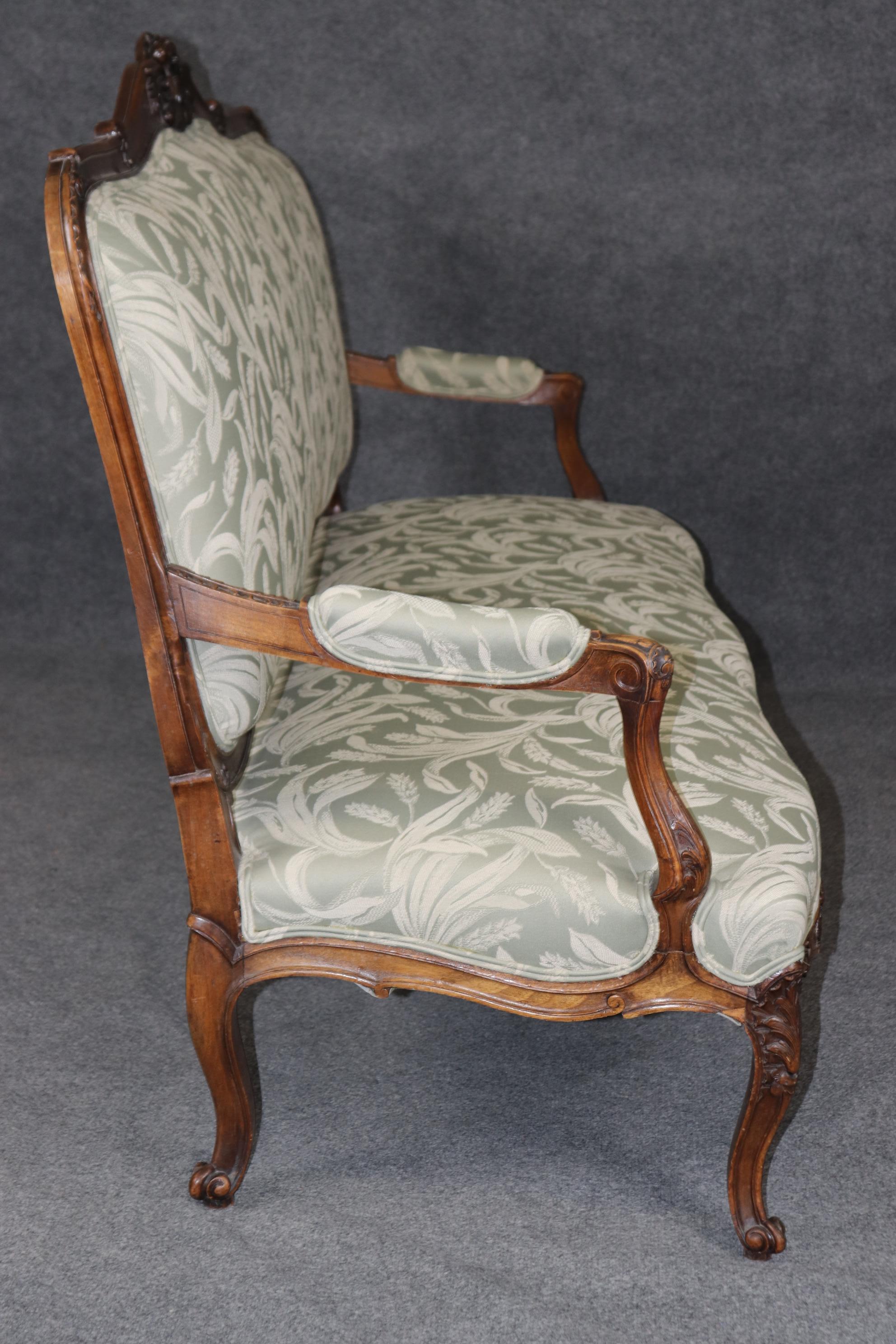 Late 19th Century Fine Carved 19th Century Walnut French Louis XV Upholstered Settee Circa 1890s