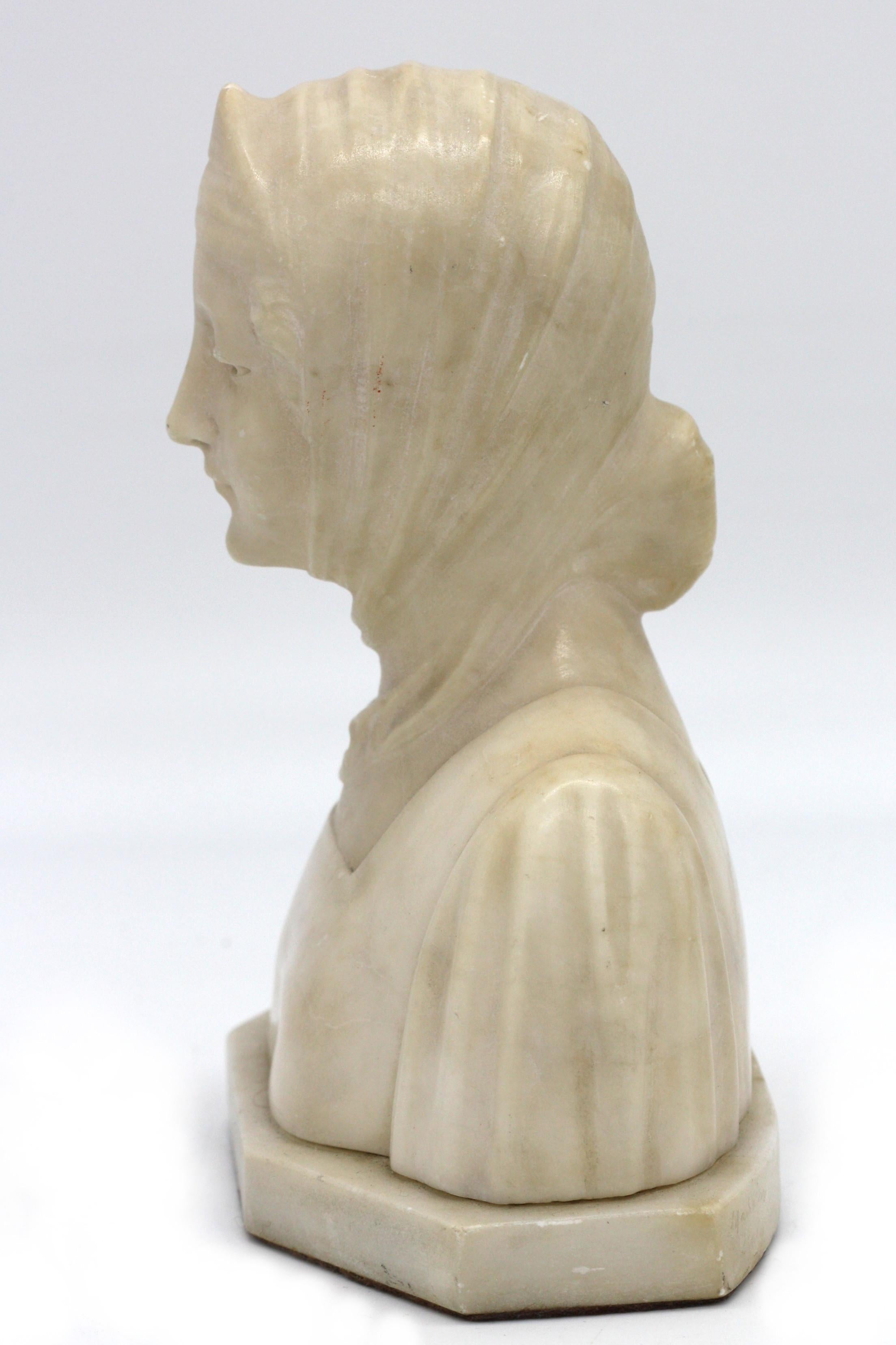 20th Century Fine Carved Alabaster Bust For Sale