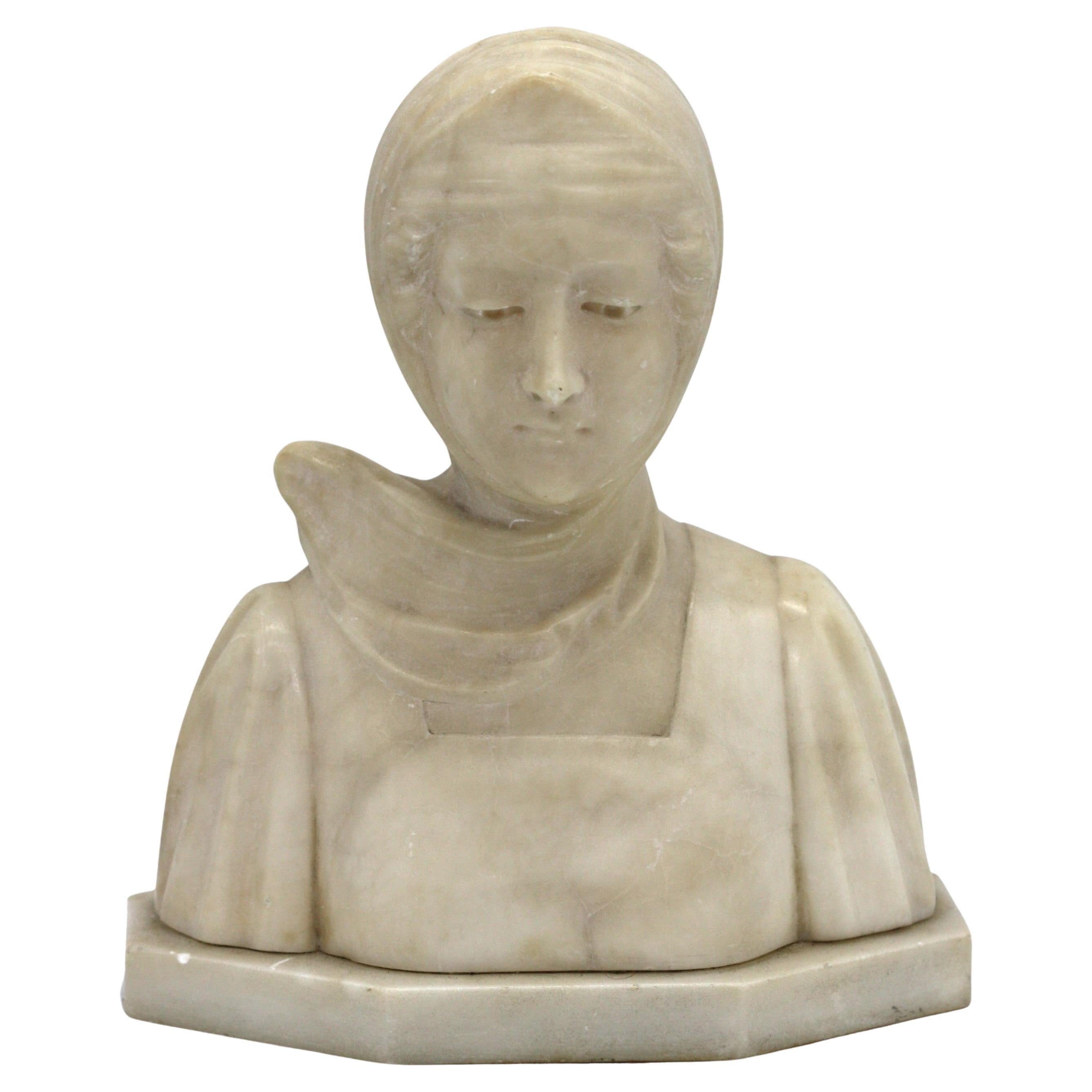 Fine Carved Alabaster Bust For Sale