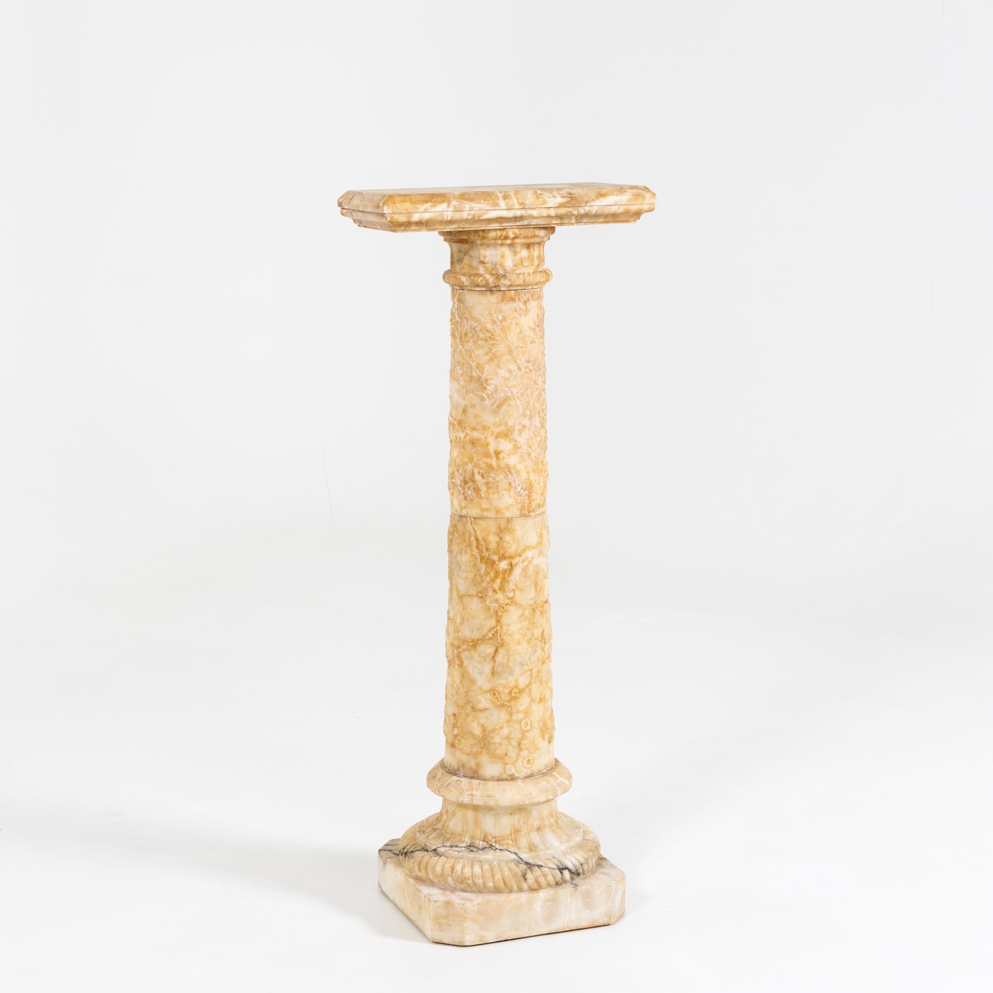 Italian Fine Carved Alabaster Column For Sale