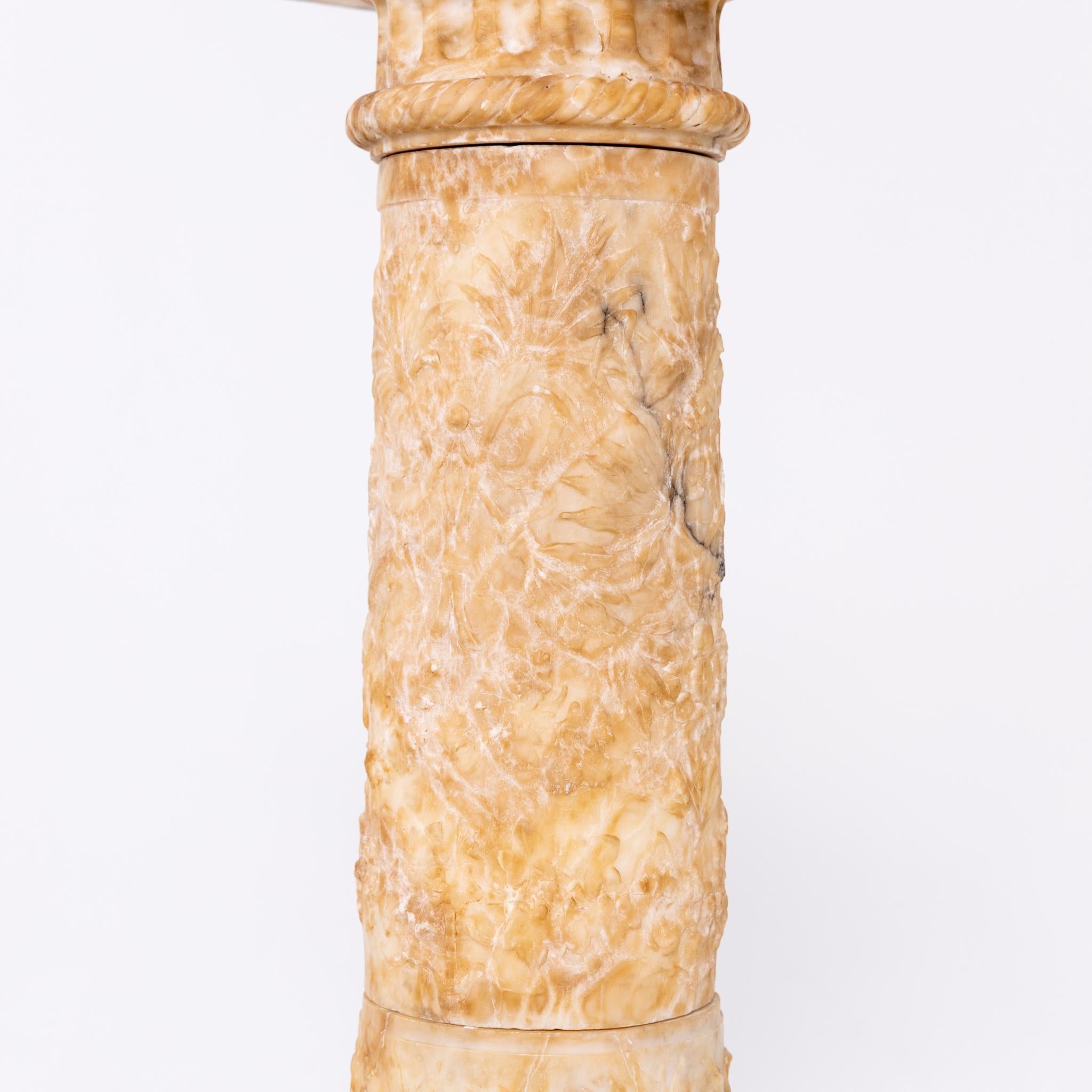 19th Century Fine Carved Alabaster Column For Sale