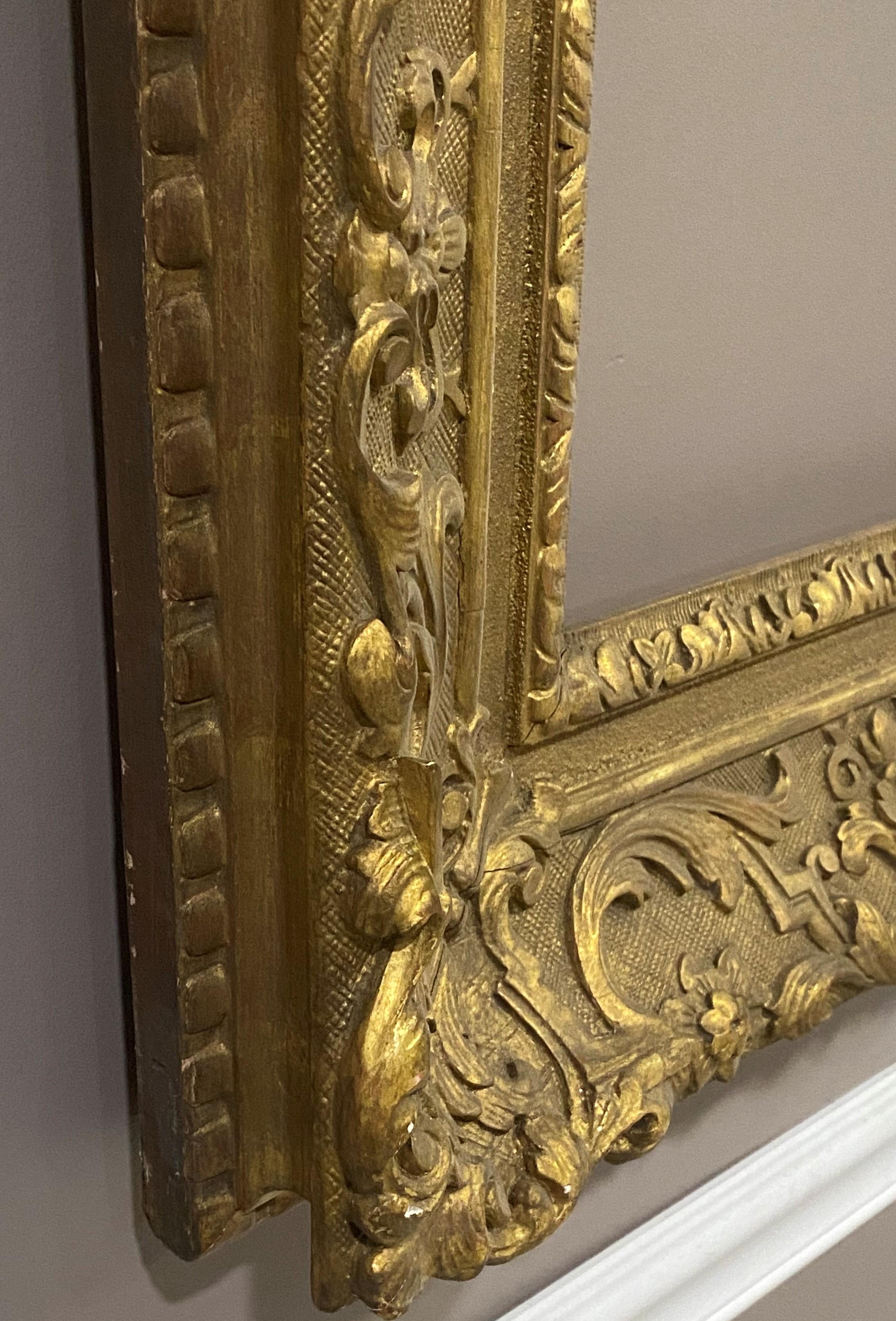 Fine Carved and Gilt French Frame, 18th C In Good Condition For Sale In Hallowell, US