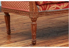 Fine Carved Antique French Settee with High Arms