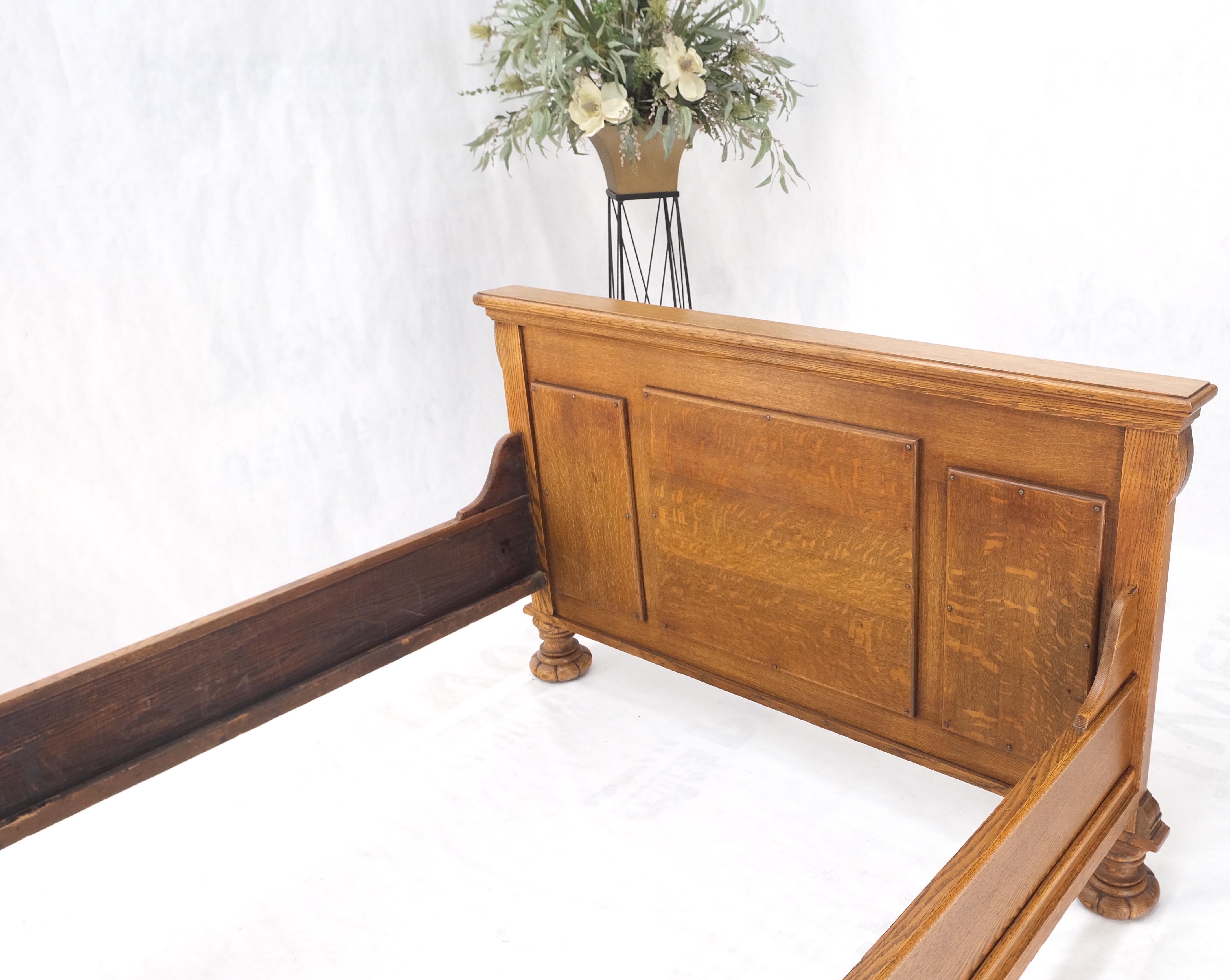 Fine Carved Antique Oak Queen Size Tall Headboard Footboard Bed MINT! For Sale 7