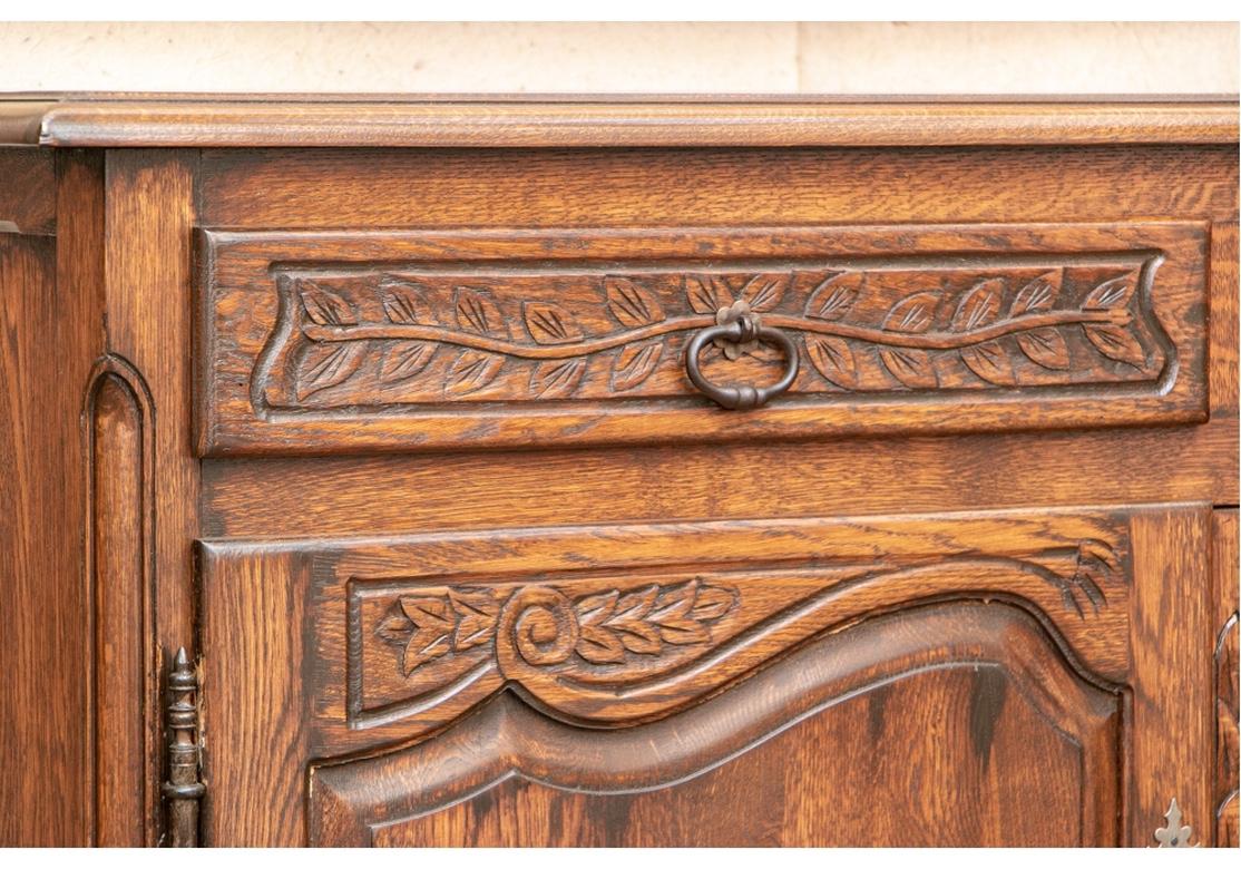 Oak Fine Carved Country French Server For Sale