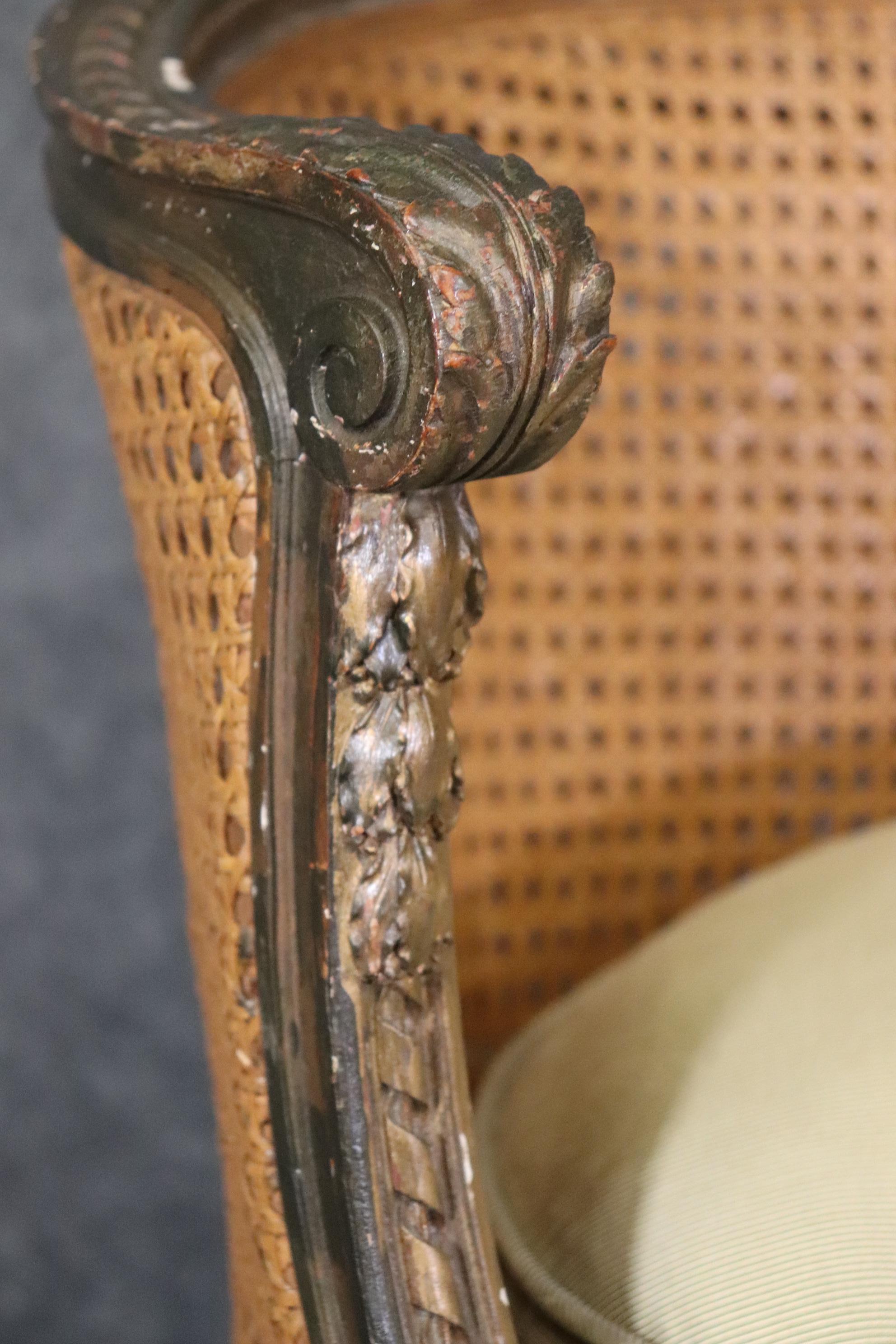 Fine Carved French Bronze Gilded Louis XVI Cane Settee Sofa  9