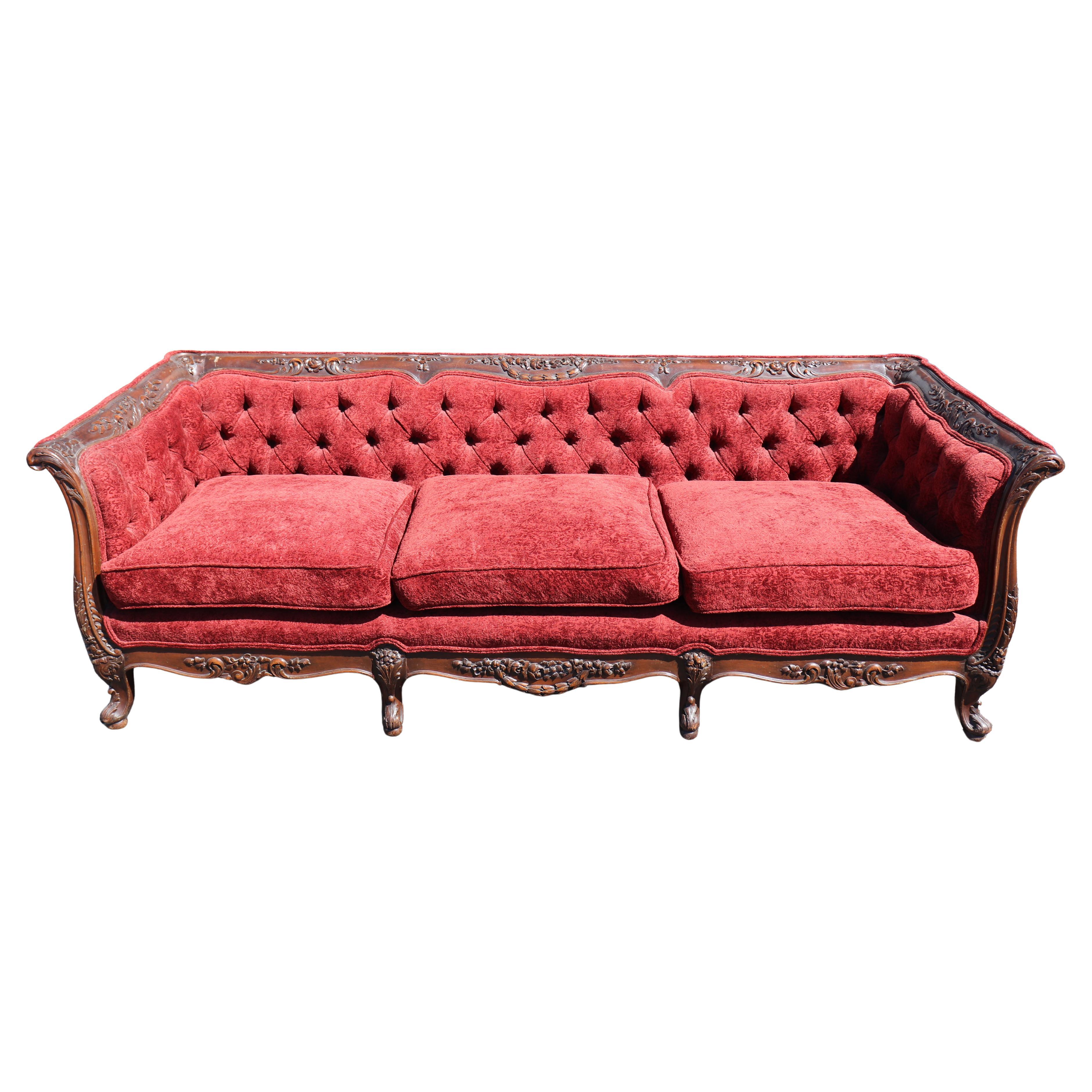 Fine Carved French Louis XV Louis XV Club Style Sofa Settee Circa 1920s
