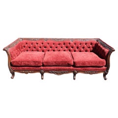 Fine Carved French Louis XV Louis XV Club Style Sofa Settee Circa 1920s