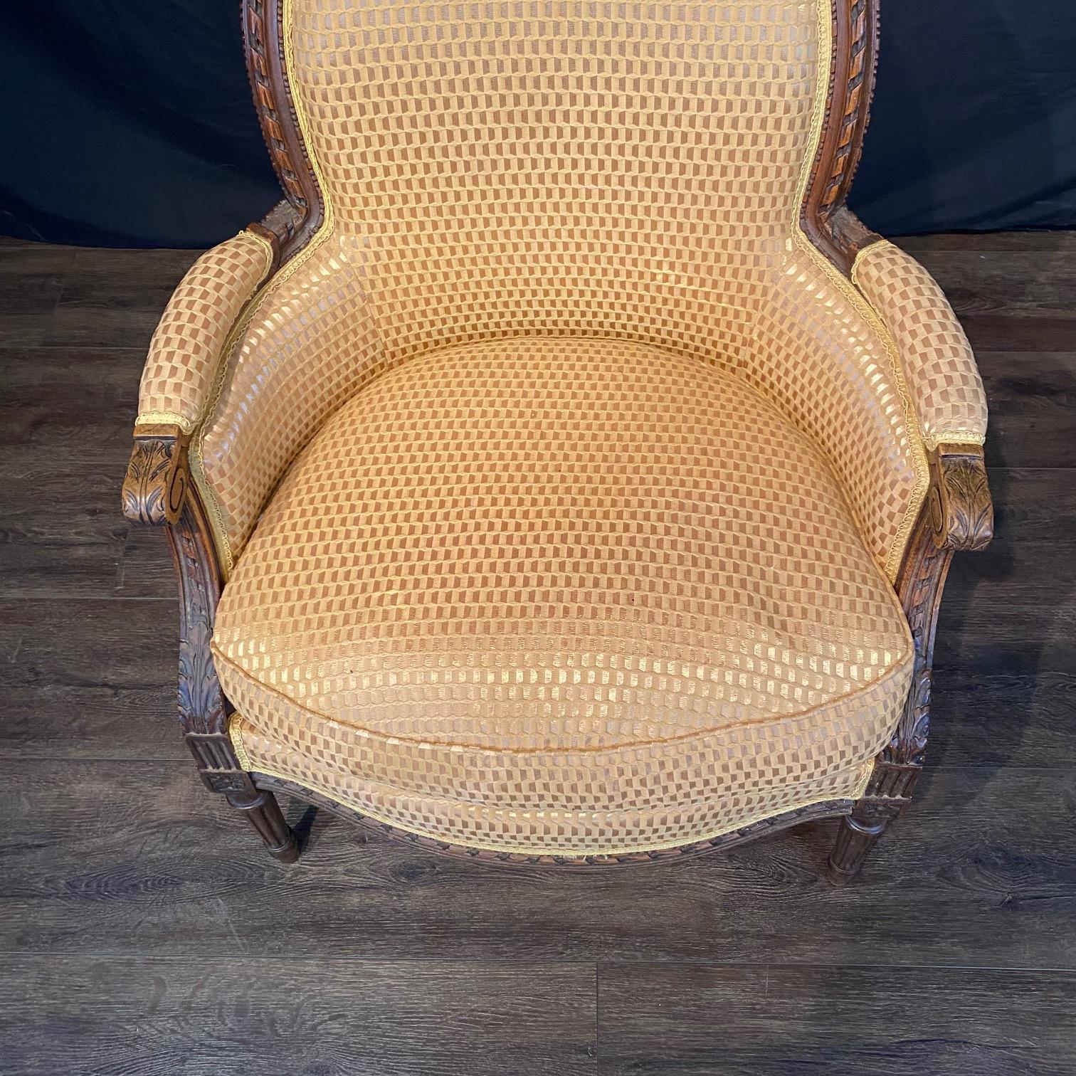 Sillón o Silla Bergere Francés Luis XVI Fino Tallado en venta 1