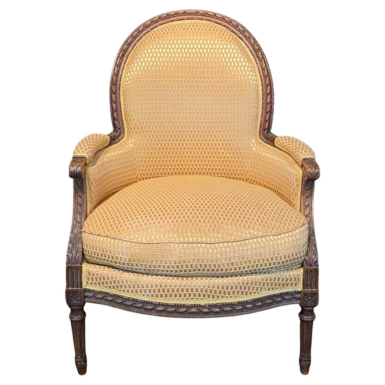 Sillón o Silla Bergere Francés Luis XVI Fino Tallado