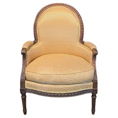 Fine Carved French Louis XVI Armchair or Bergere Chair