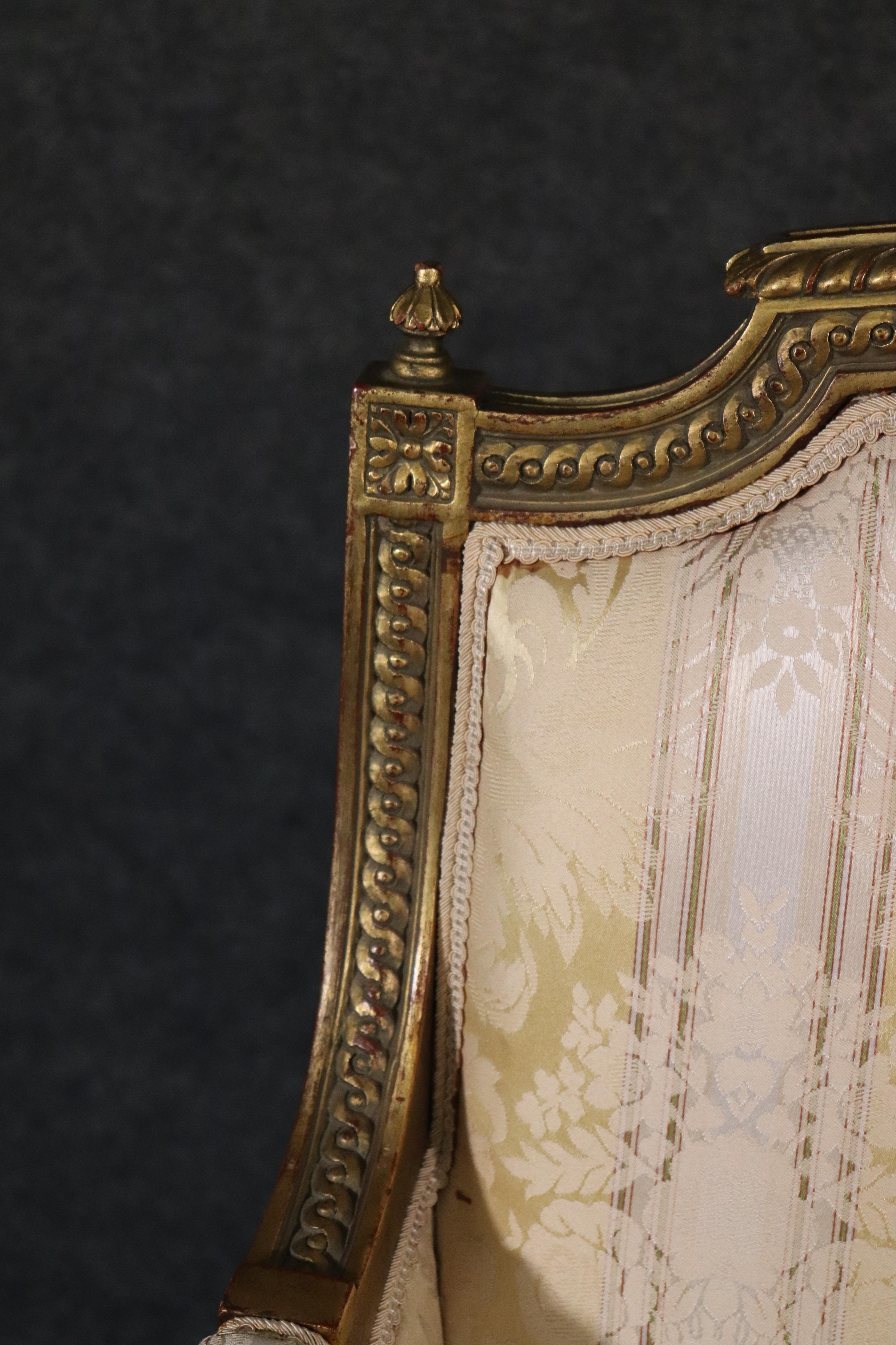 Mid-20th Century Fine Carved Gilded French Louis XVI Canape Settee Marquis, circa 1930s
