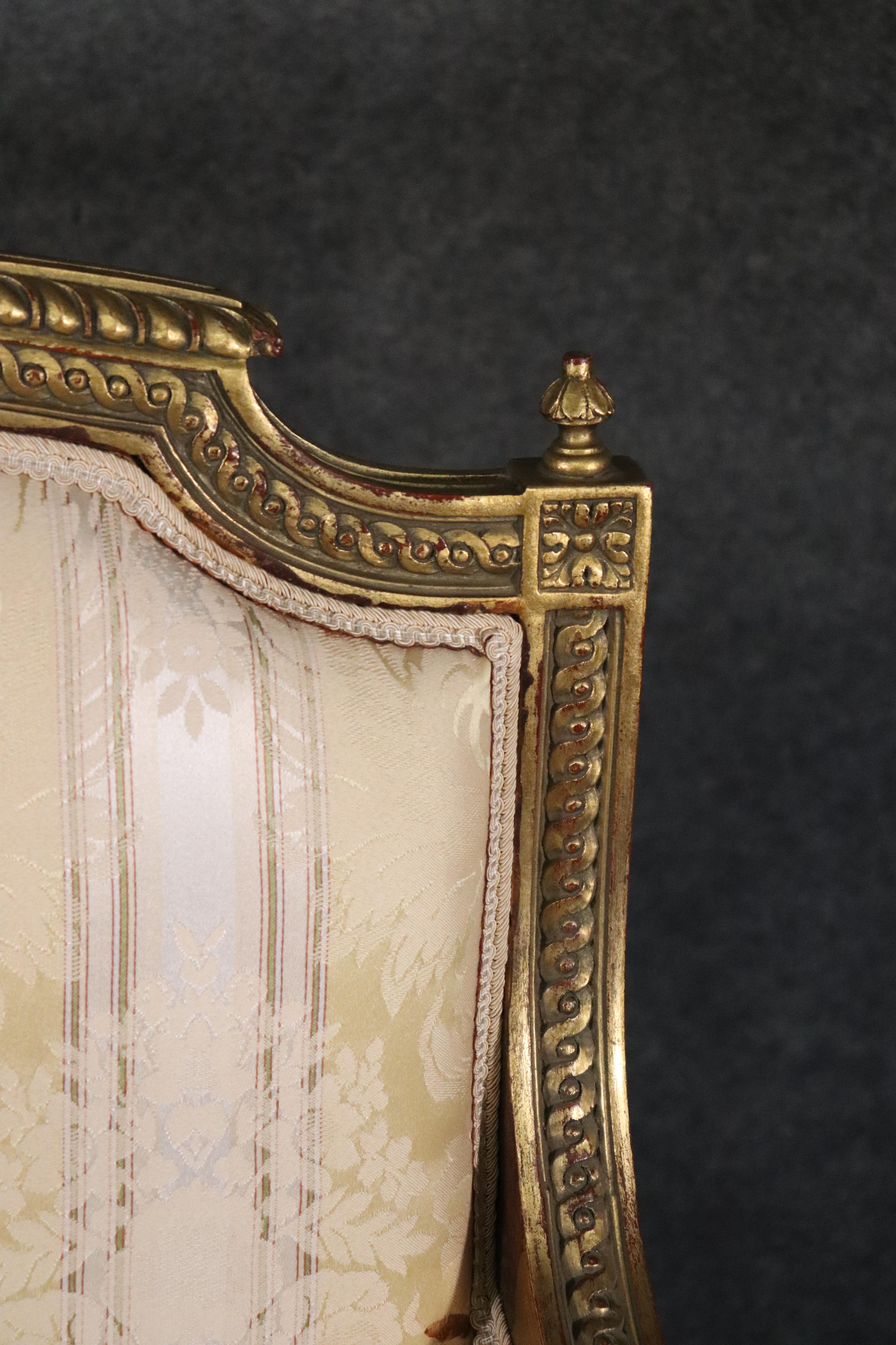 Beech Fine Carved Gilded French Louis XVI Canape Settee Marquis, circa 1930s