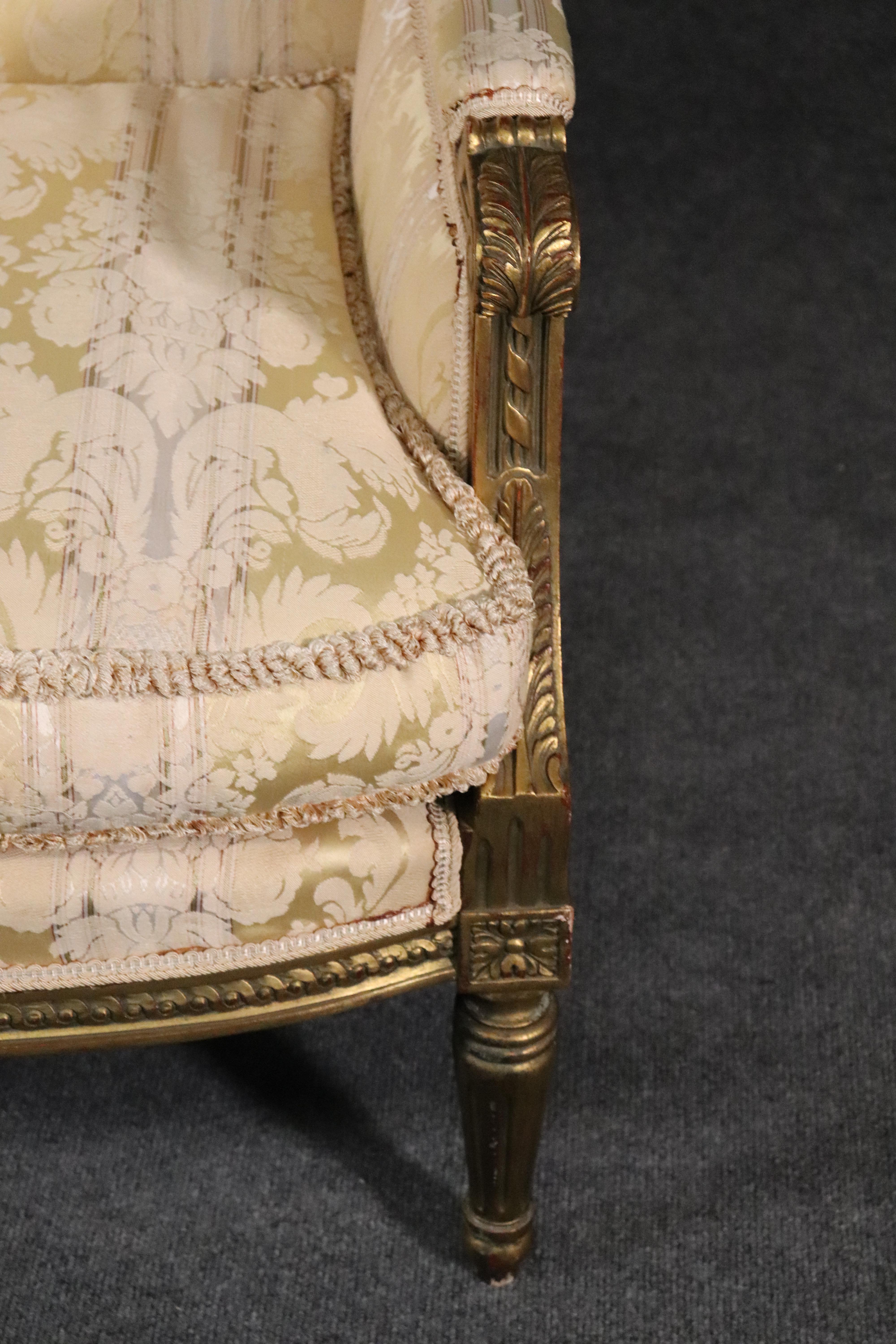 Fine Carved Gilded French Louis XVI Canape Settee Marquis, circa 1930s 2