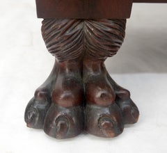 Fine Carved Mahogany Claw Feet Glass Shelved Bookcase Display Cabinet Stunning