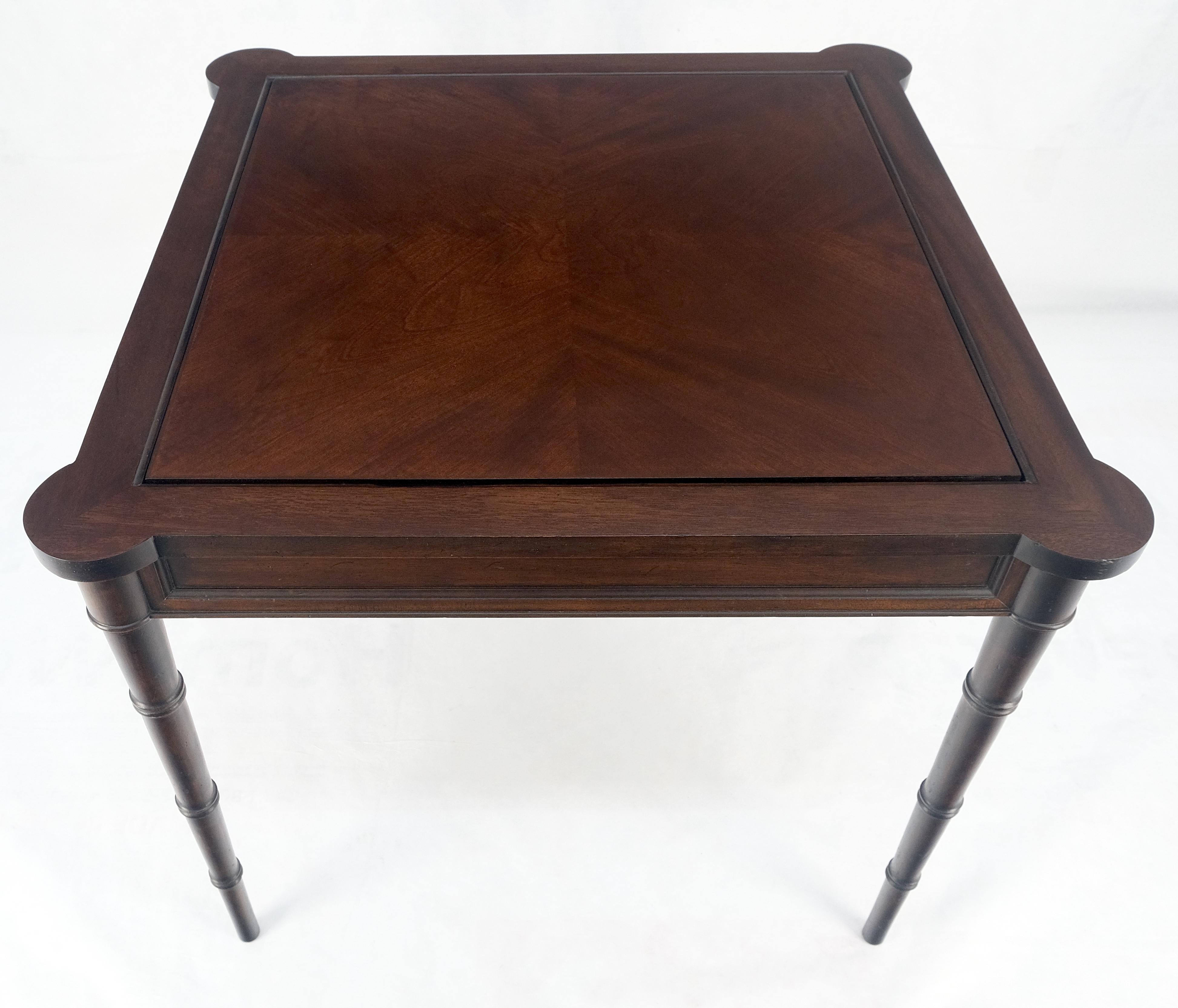 Fine Carved Mahogany Faux Bamboo Leg Flip Top Game Chess Board Table c1940s MINT 3