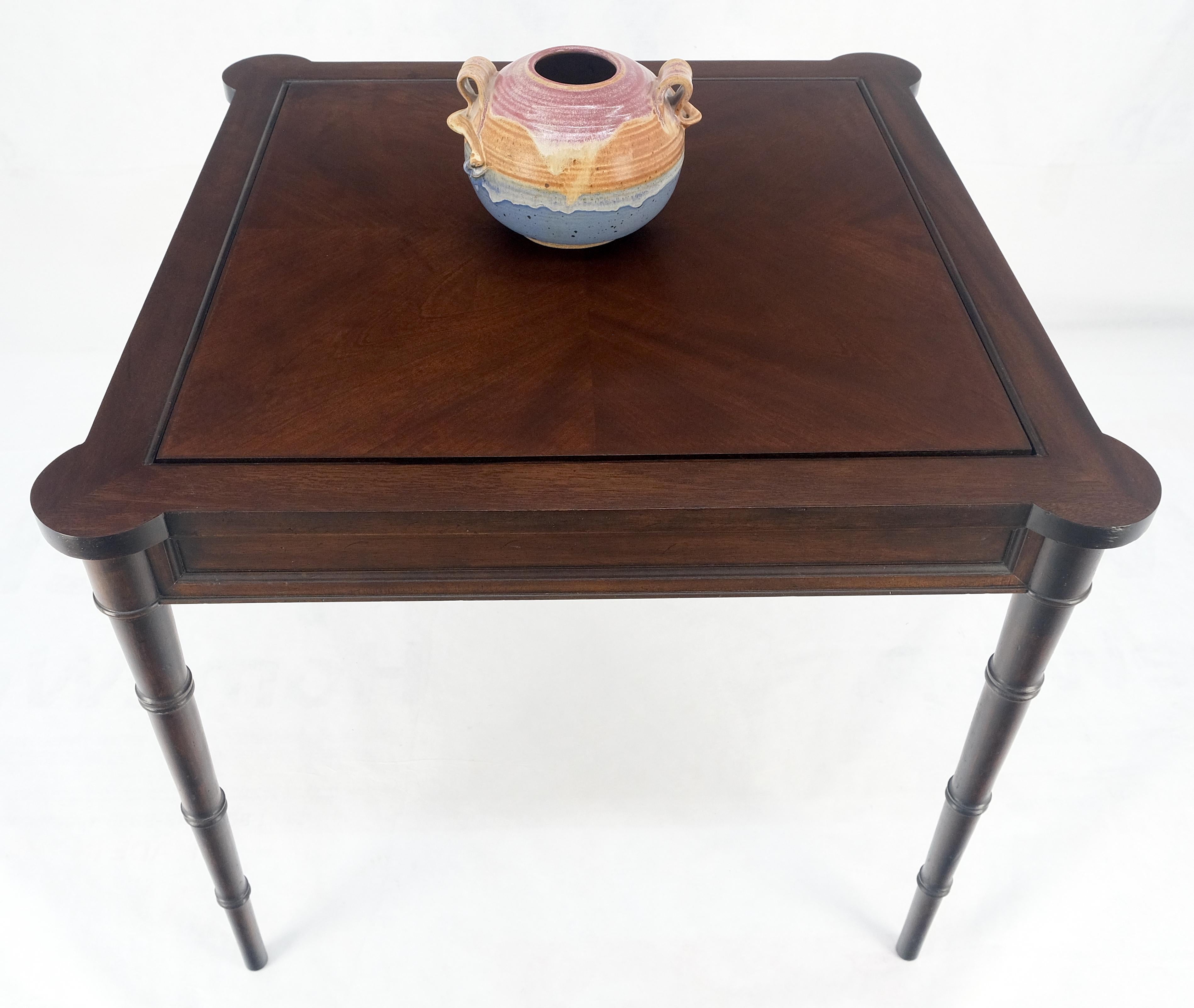 Fine Carved Mahogany Faux Bamboo Leg Flip Top Game Chess Board Table c1940s MINT 5