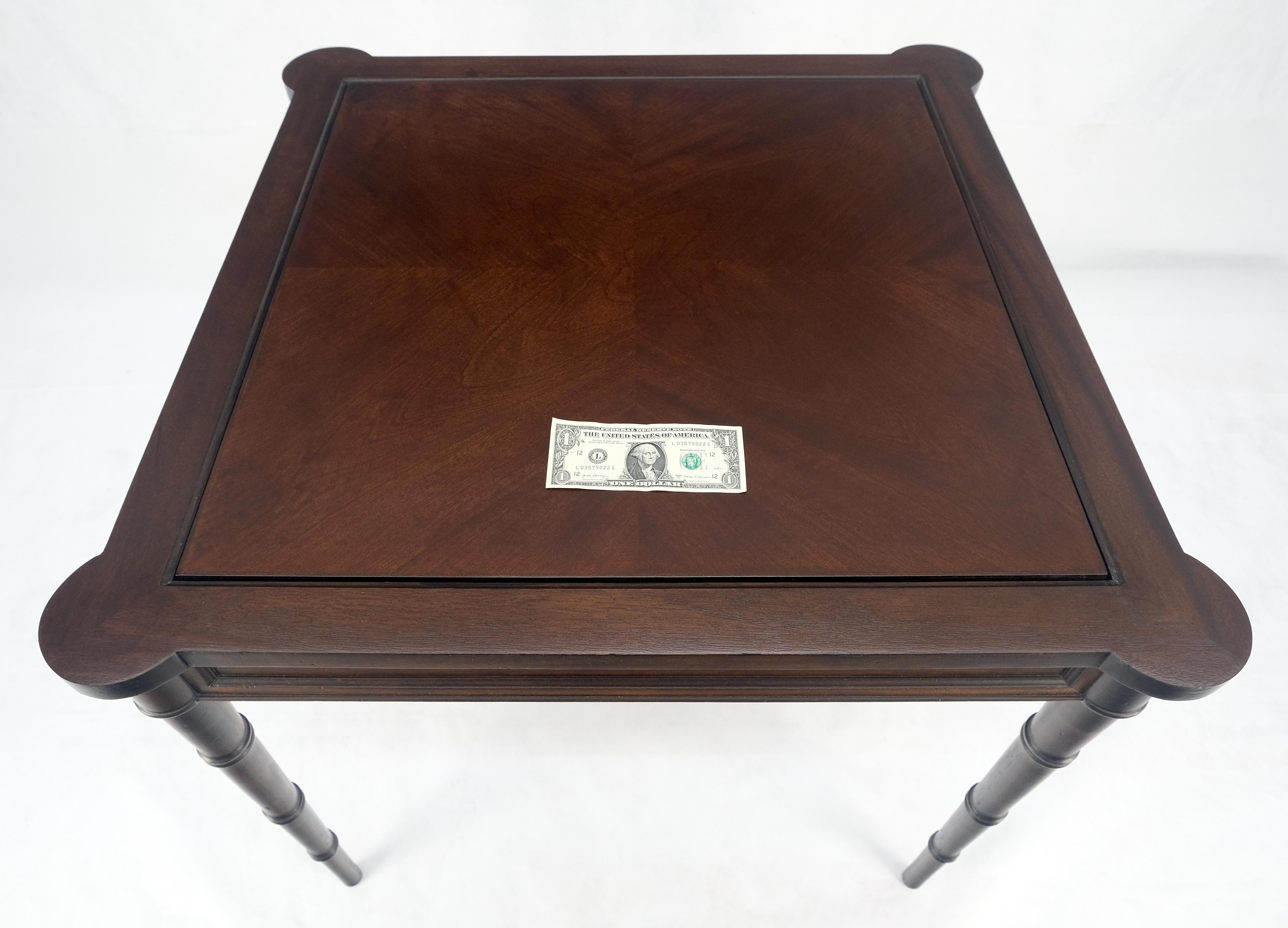 Fine Carved Mahogany Faux Bamboo Leg Flip Top Game Chess Board Table c1940s MINT 6