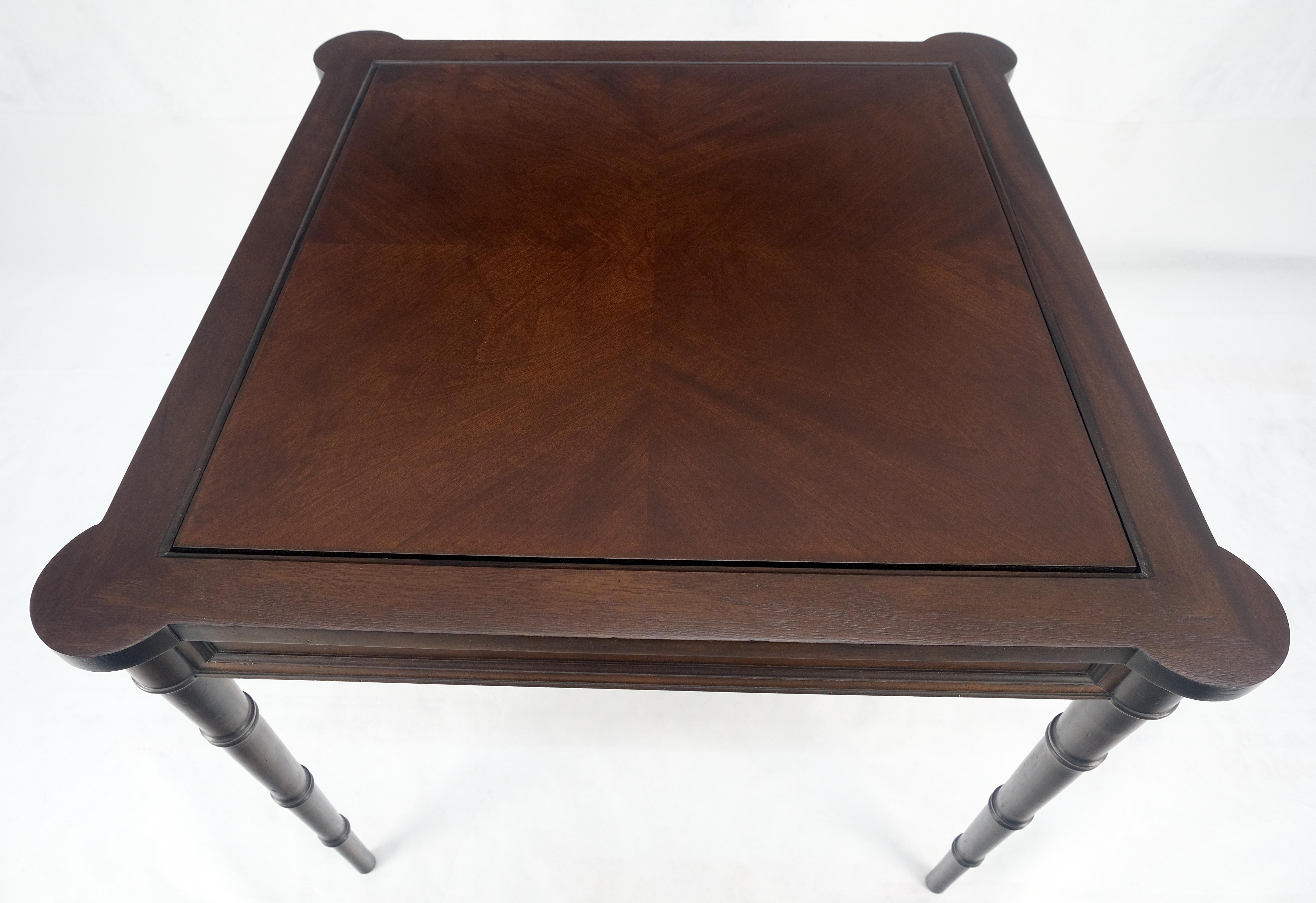 Fine Carved Mahogany Faux Bamboo Leg Flip Top Game Chess Board Table c1940s MINT 7