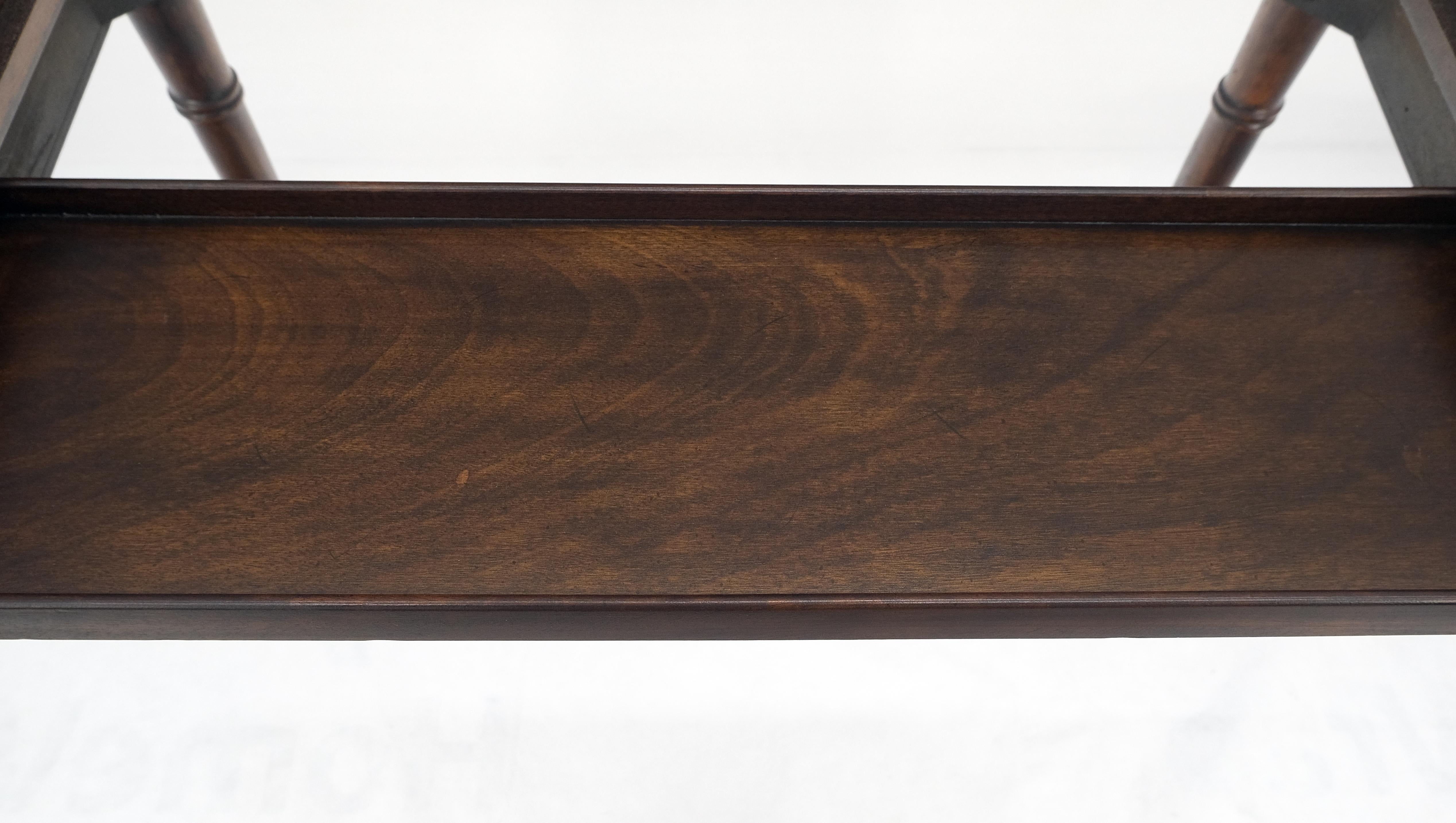 Fine Carved Mahogany Faux Bamboo Leg Flip Top Game Chess Board Table c1940s MINT 12