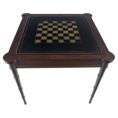 Fine Carved Mahogany Faux Bamboo Leg Flip Top Game Chess Board Table c1940s MINT