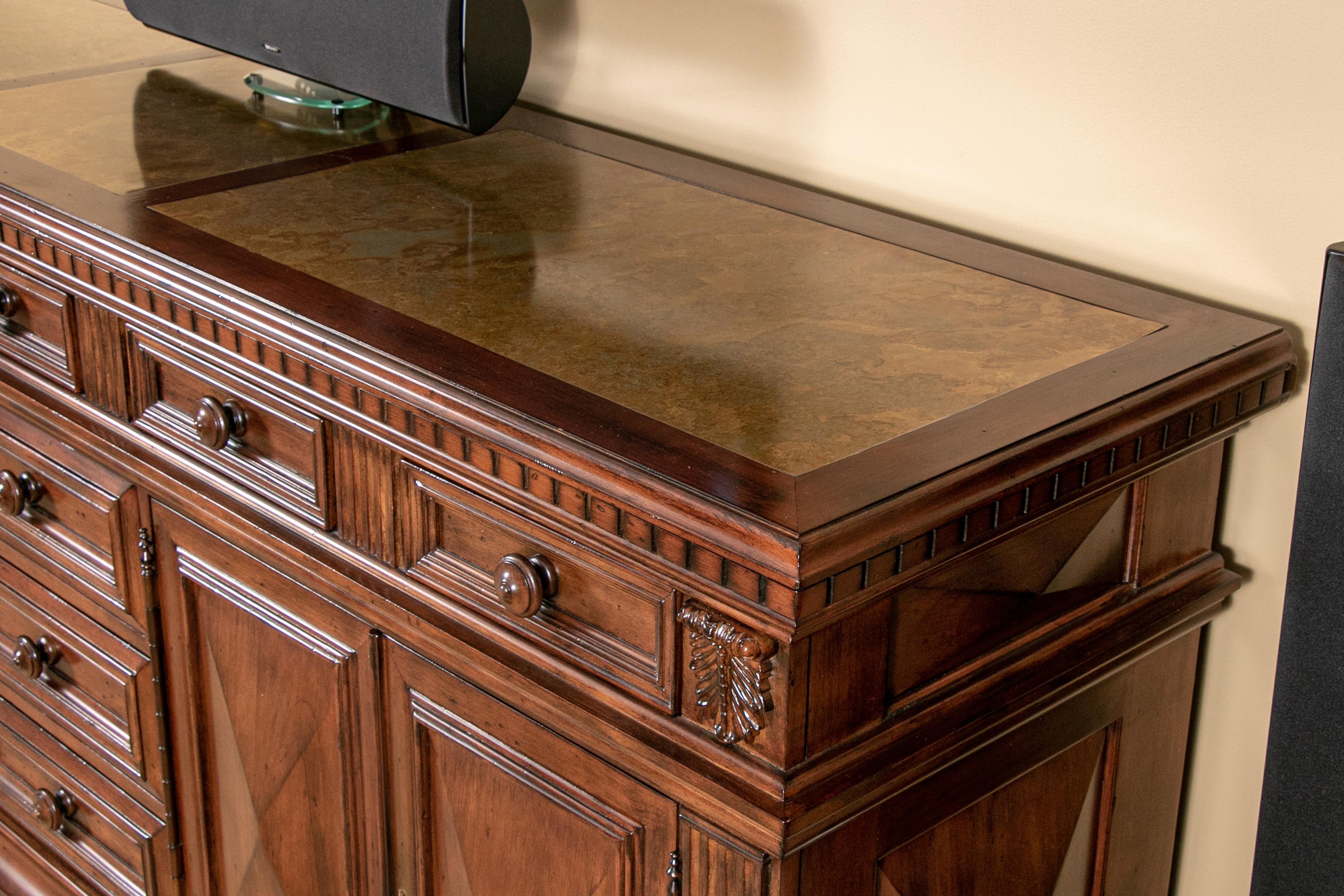 Rustic Fine Carved Mahogany Server Cabinet by Ferguson Copeland Ltd. For Sale