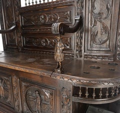 Fine Carved Oak Lift Top Bench Pier Mirror Umbrella Stand Coat Hall Rack MINT!